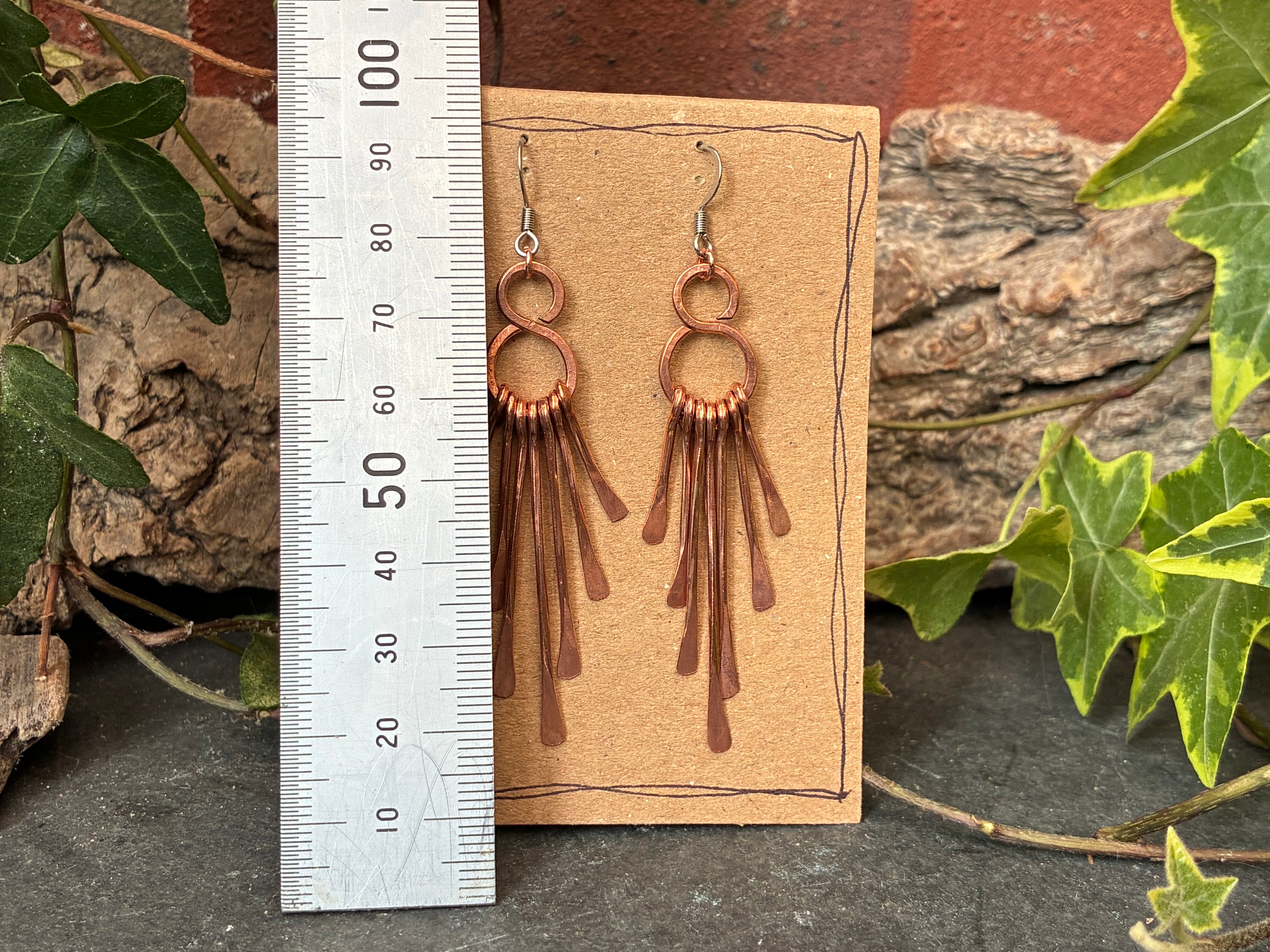 Copper chandelier earrings