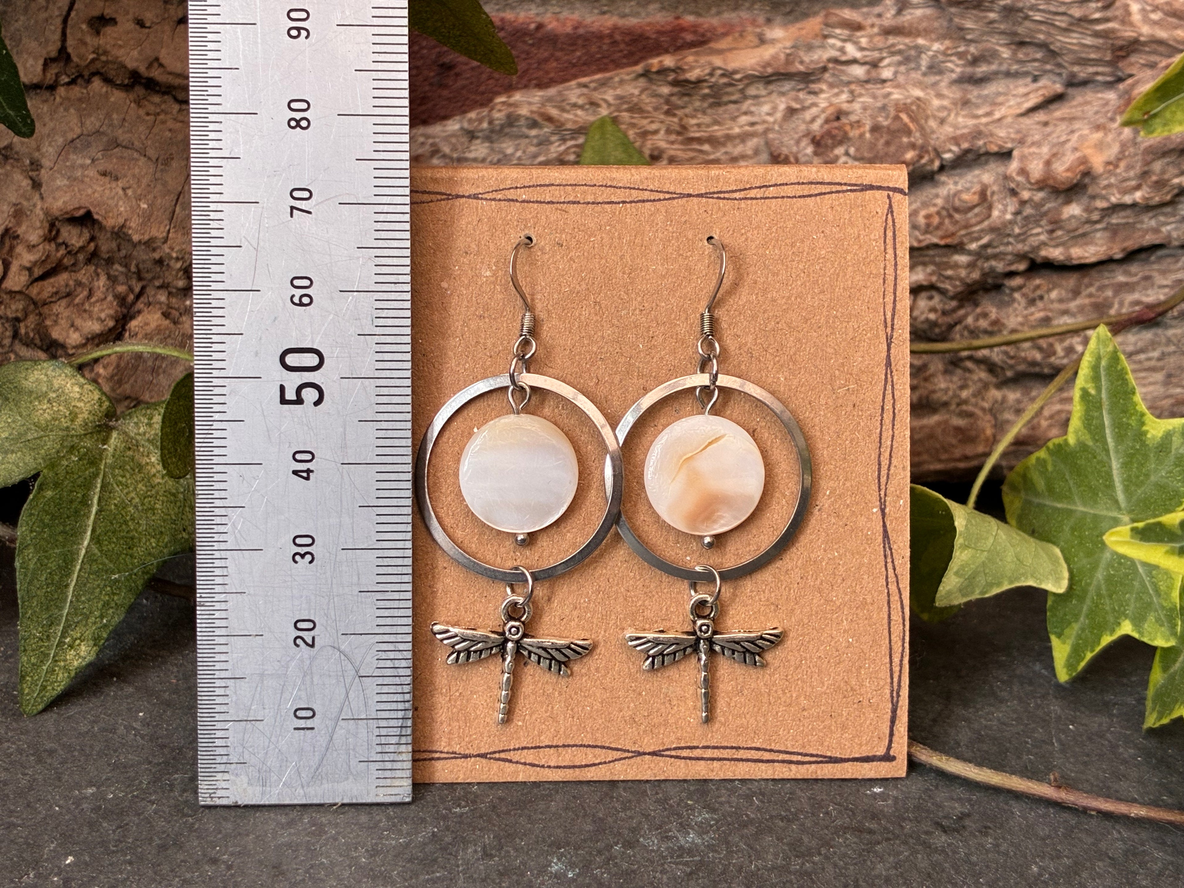 White dragonfly earrings