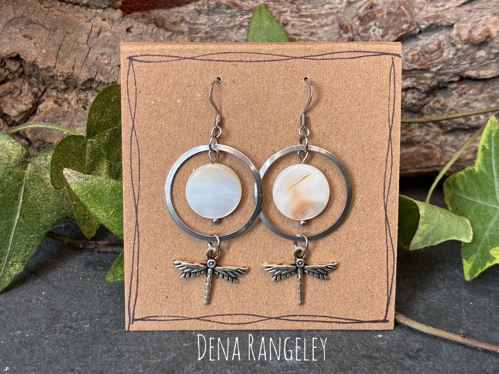 White dragonfly earrings