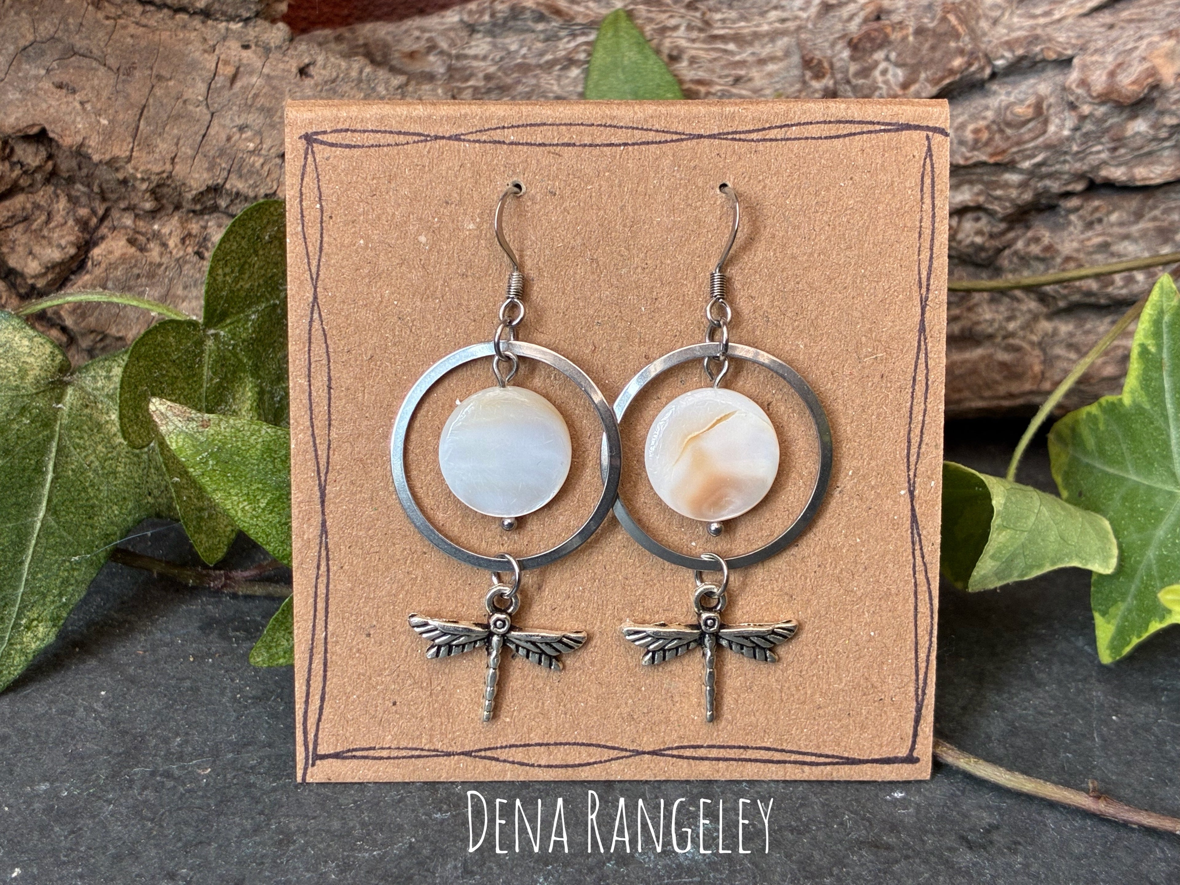 White dragonfly earrings