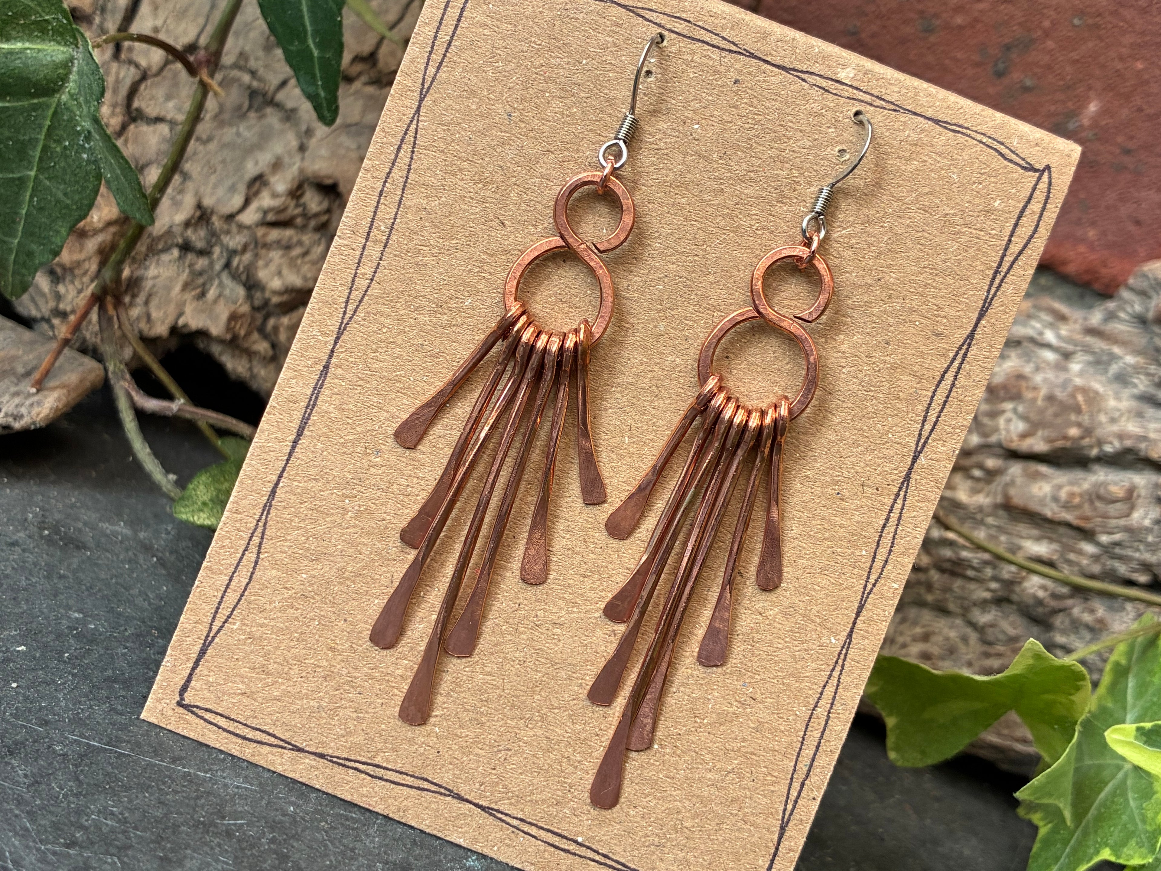 Copper chandelier earrings