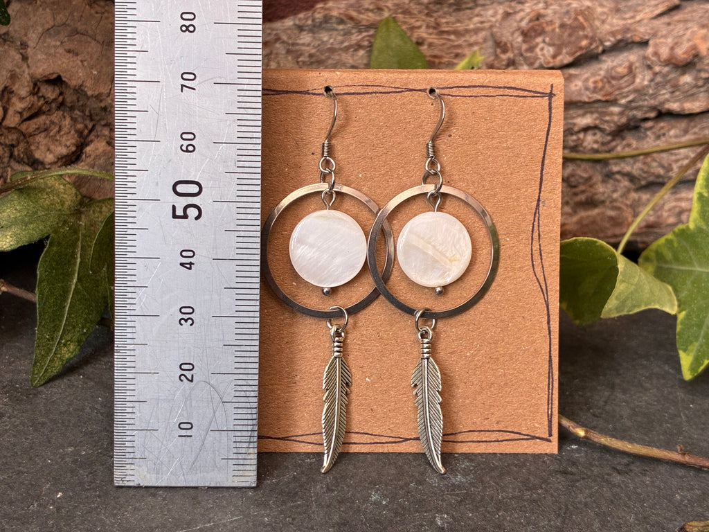 Beaded feather earrings