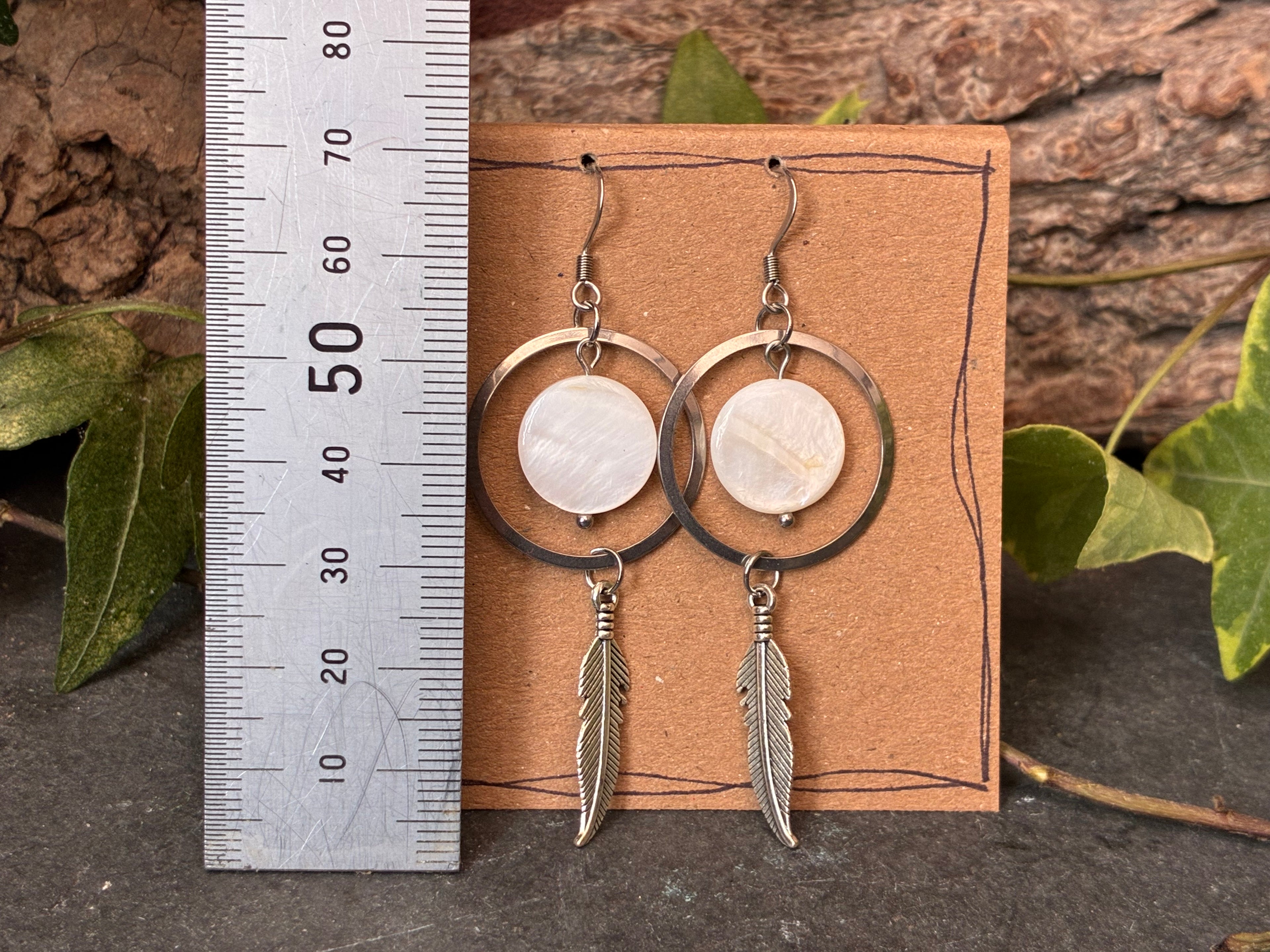Beaded feather earrings