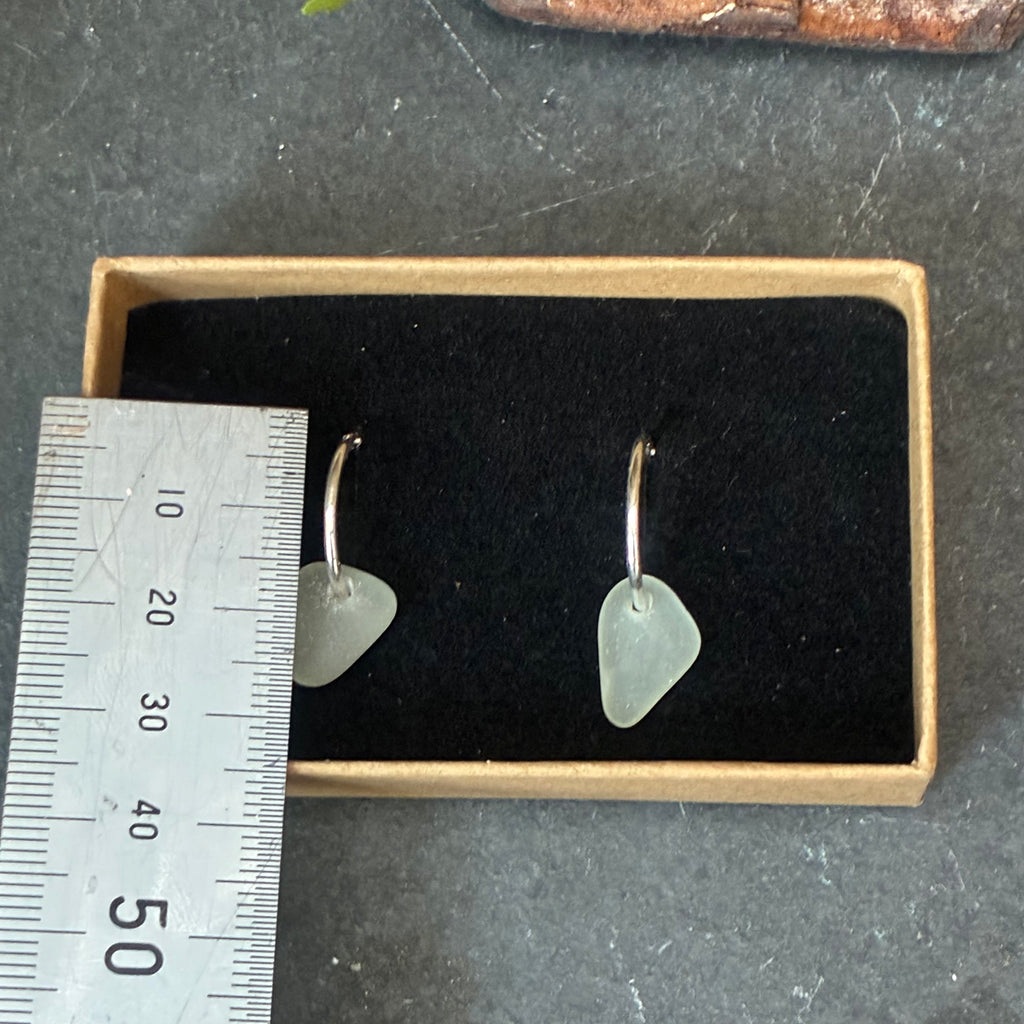 Sterling silver sea glass hoops