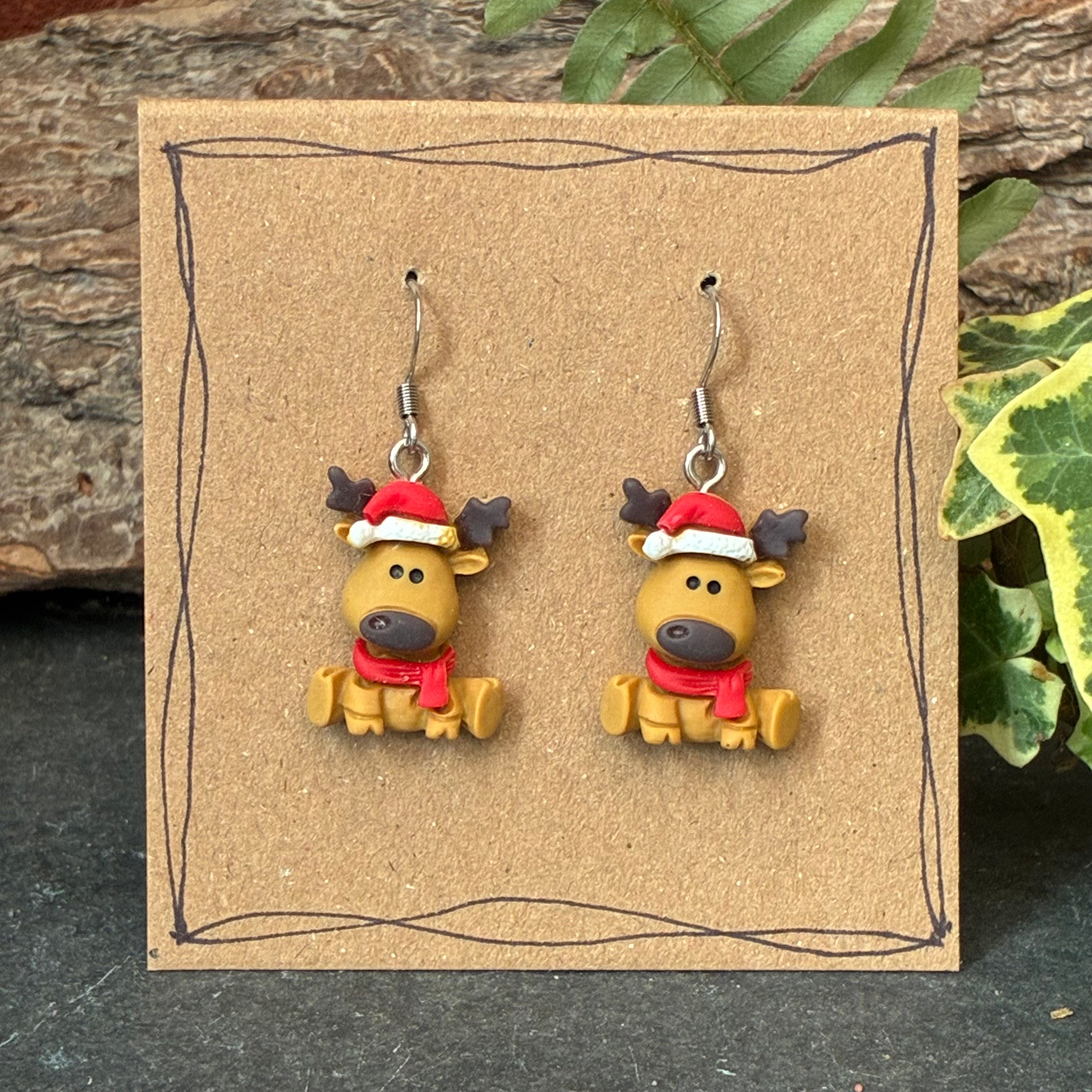 Christmas reindeer earrings