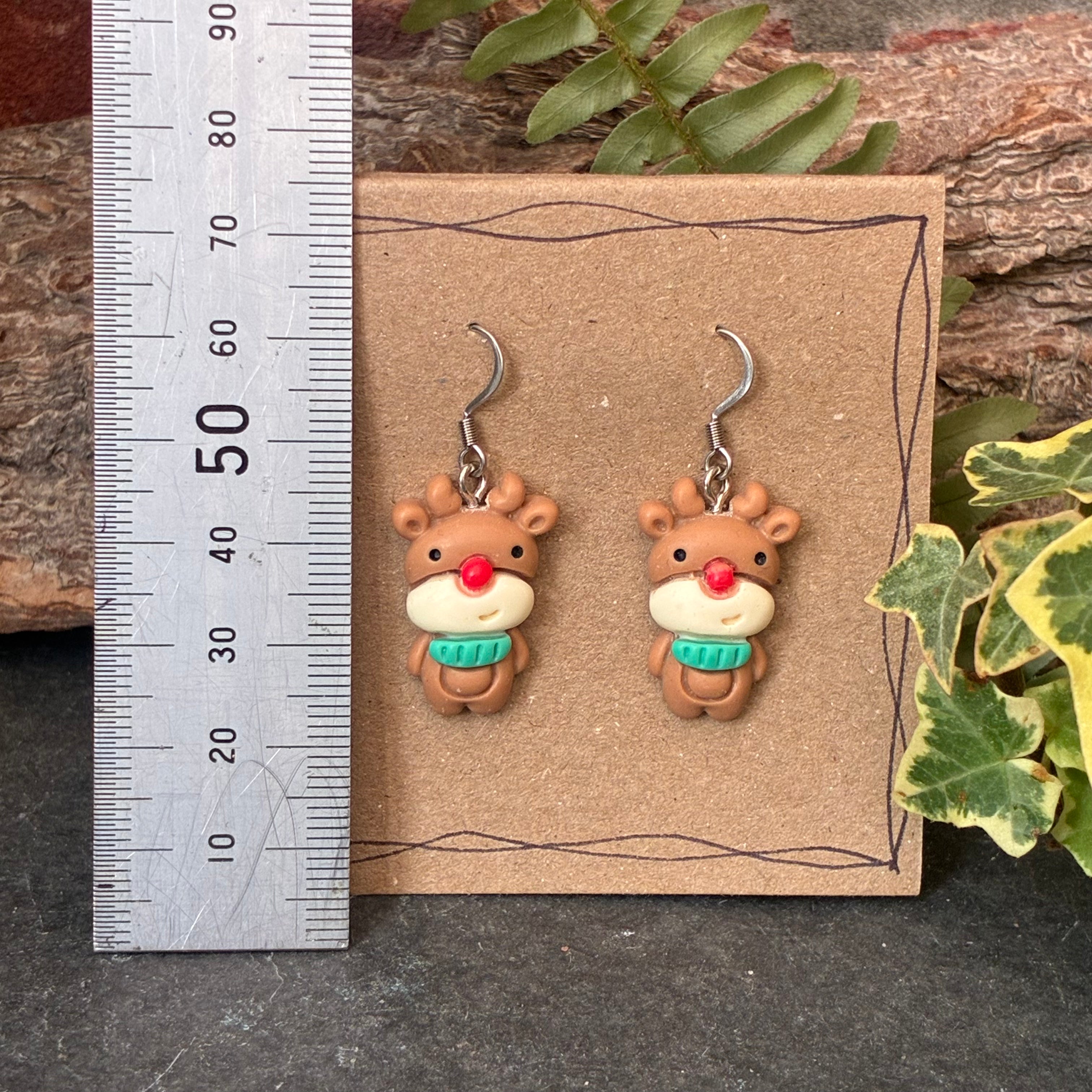 Christmas reindeer earrings