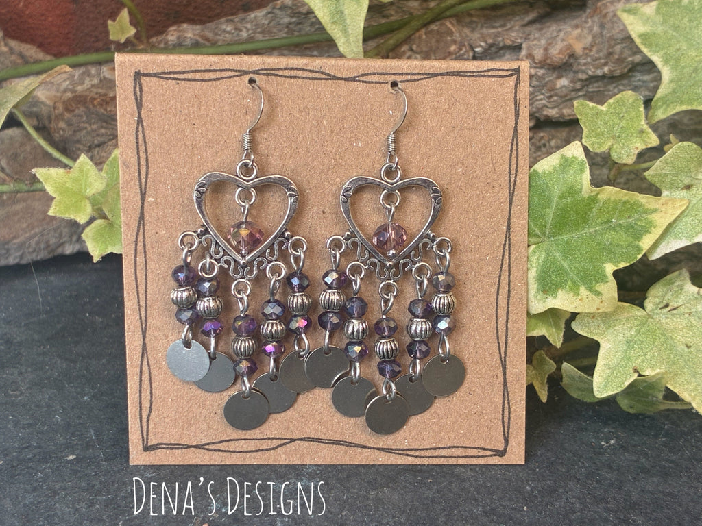 Chandelier purple sparkle earrings