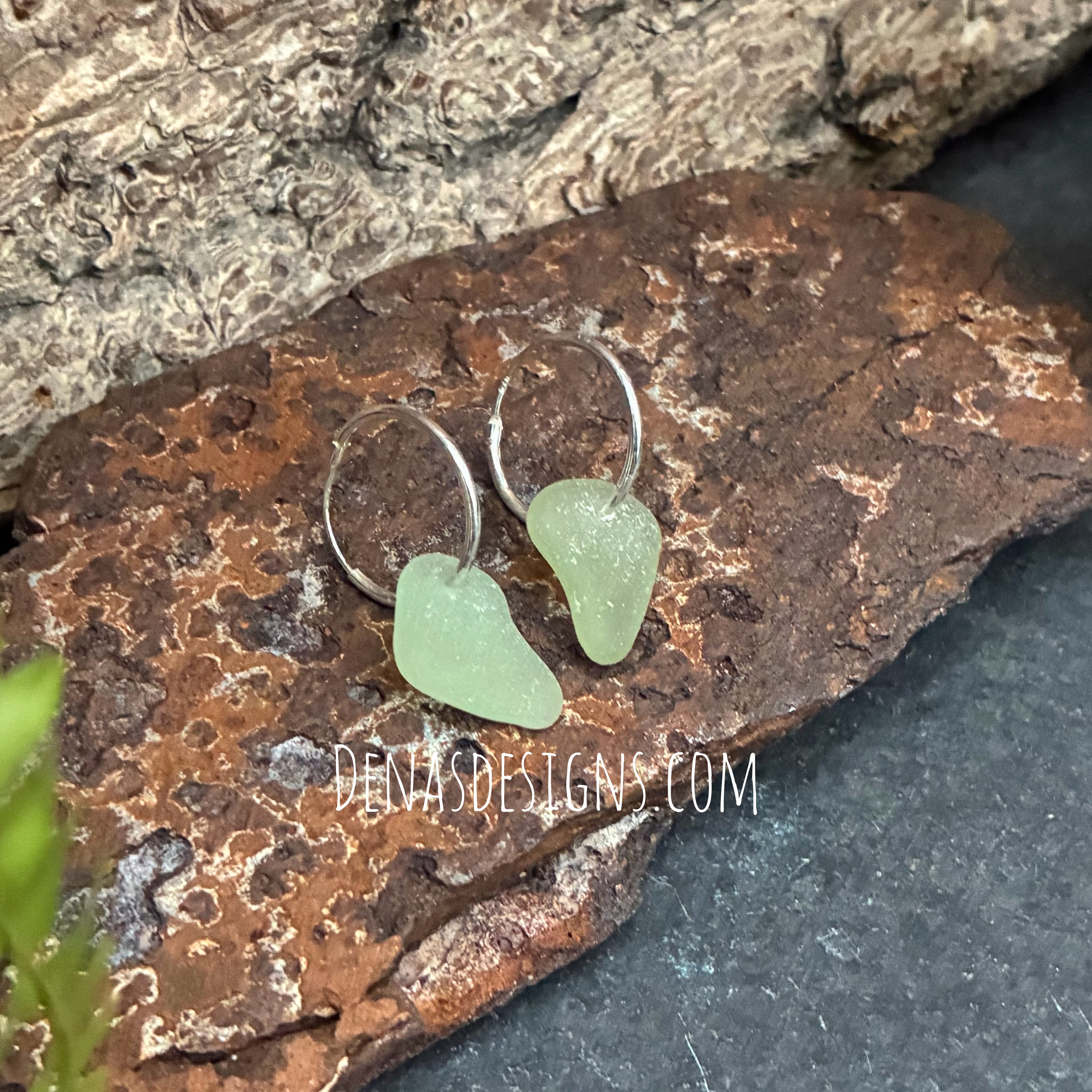 Sterling silver sea glass hoop earrings