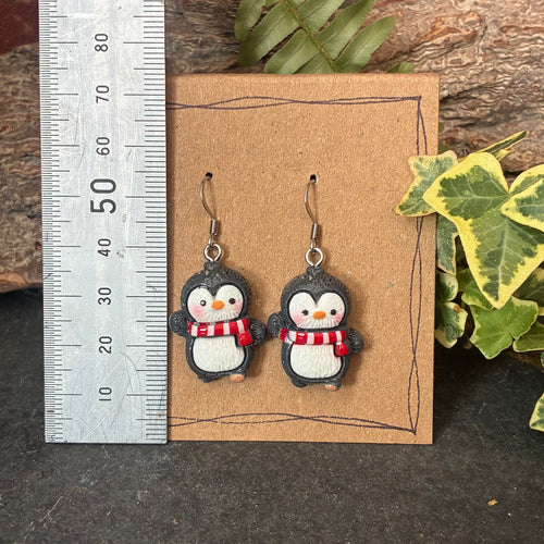 Christmas penguin earrings