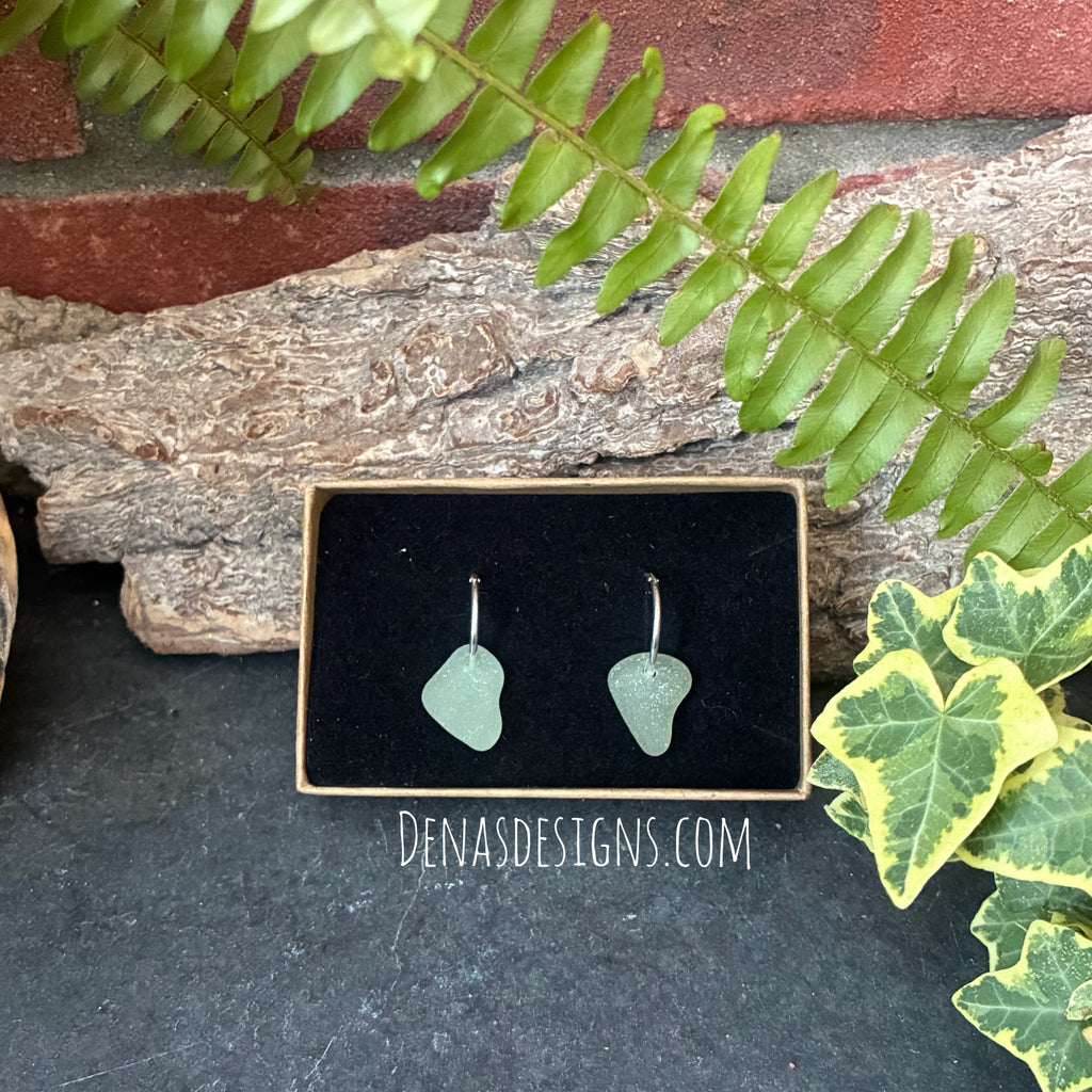 Sterling silver sea glass hoop earrings