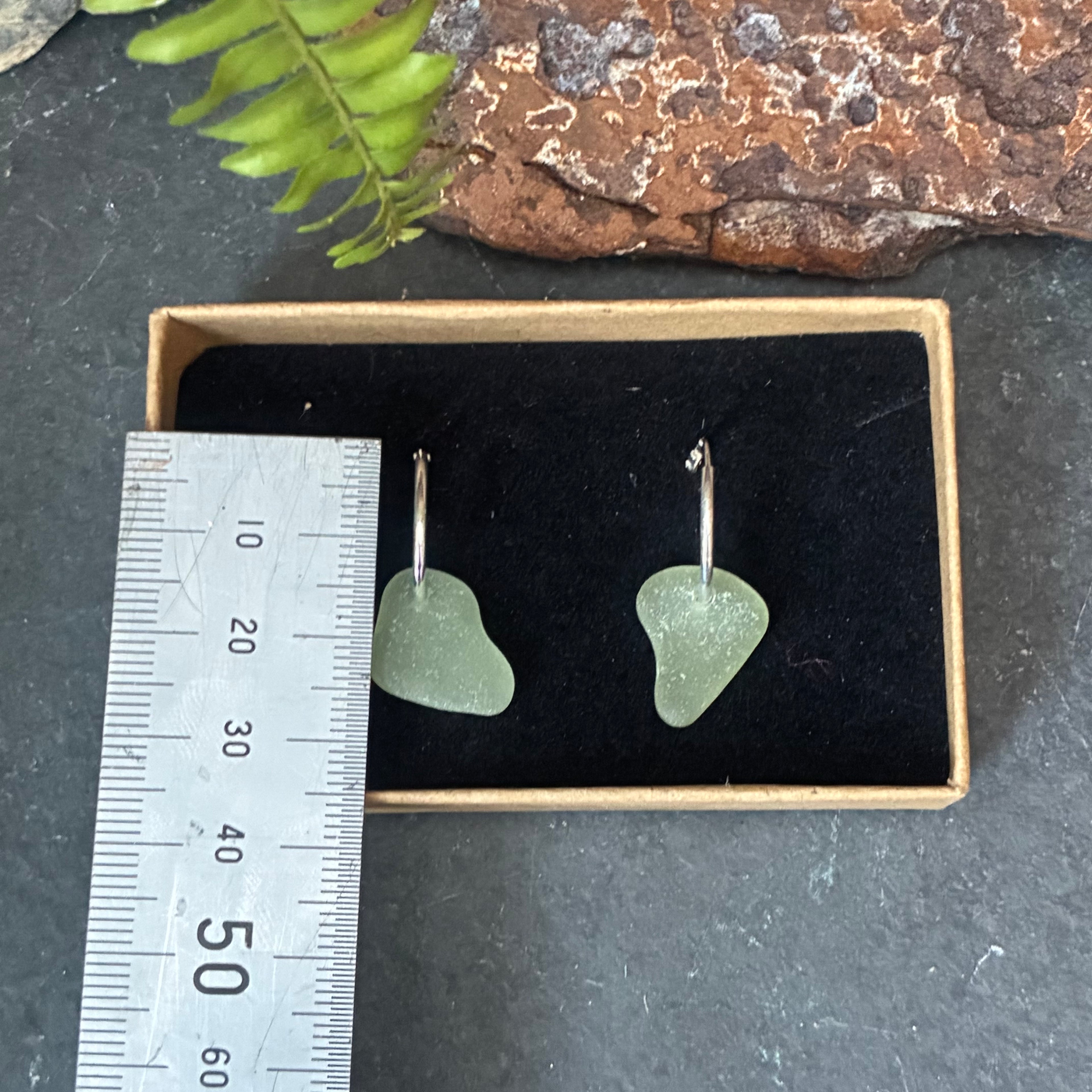 Sterling silver sea glass hoop earrings