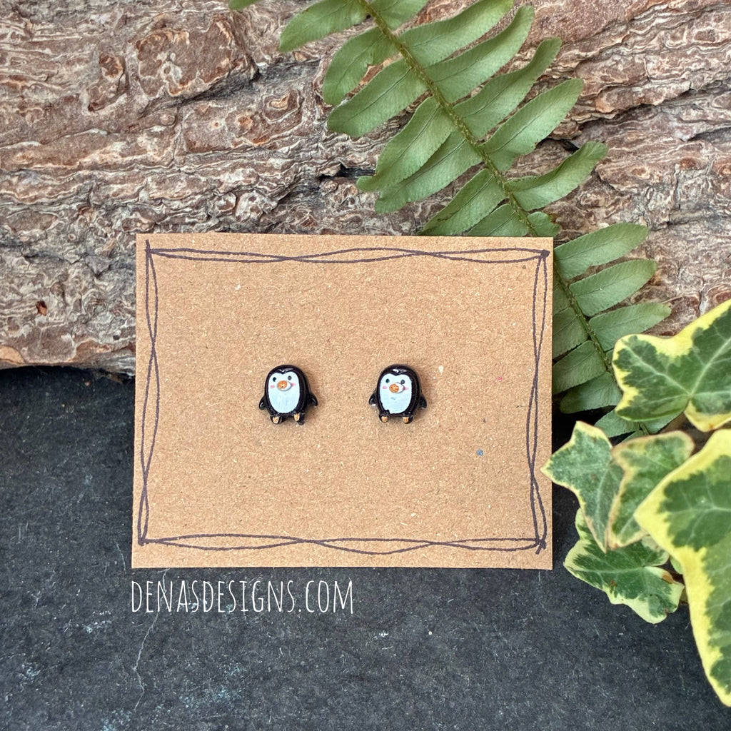 Penguin stud earrings
