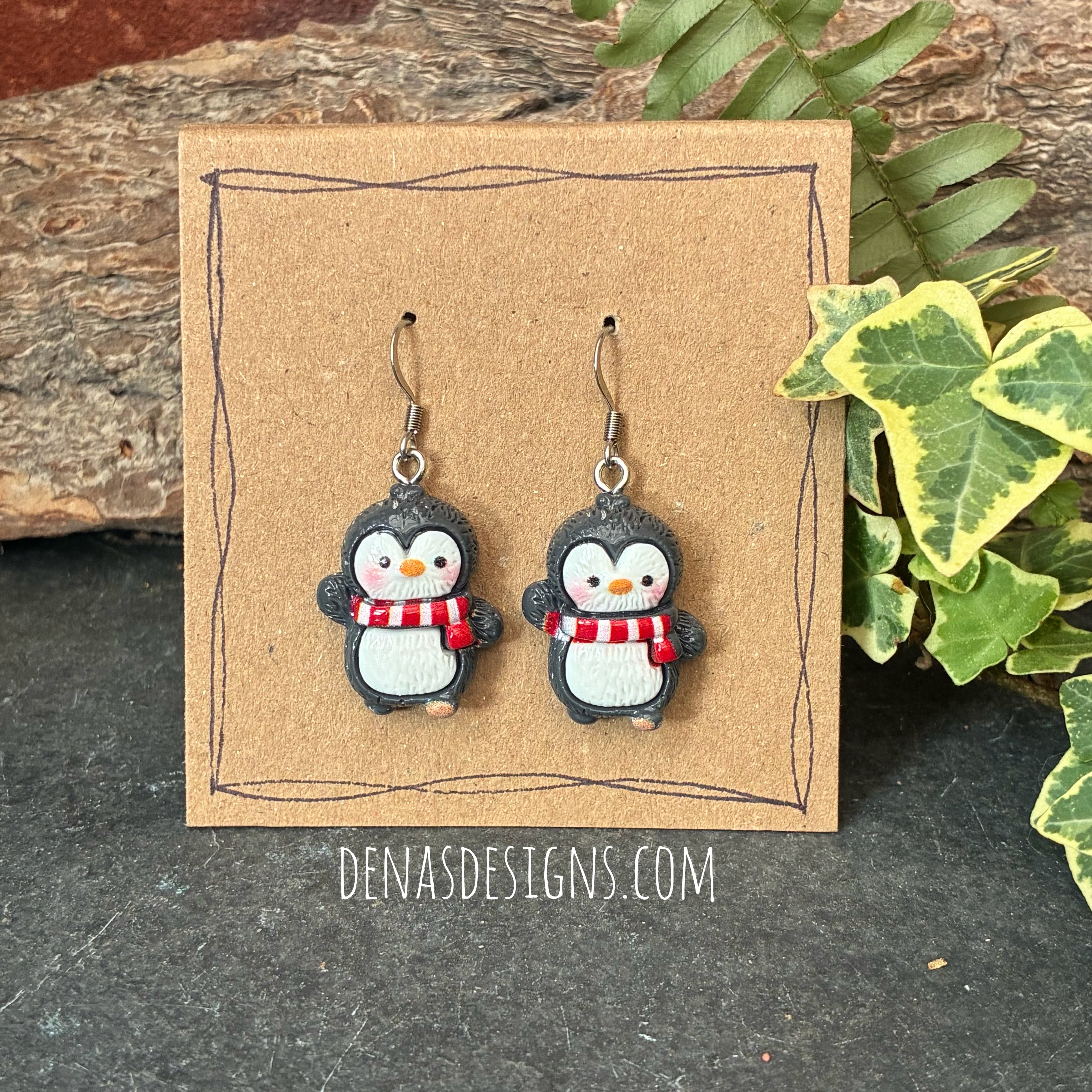Christmas penguin earrings