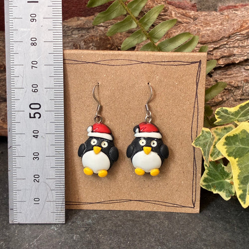 Christmas penguin earrings