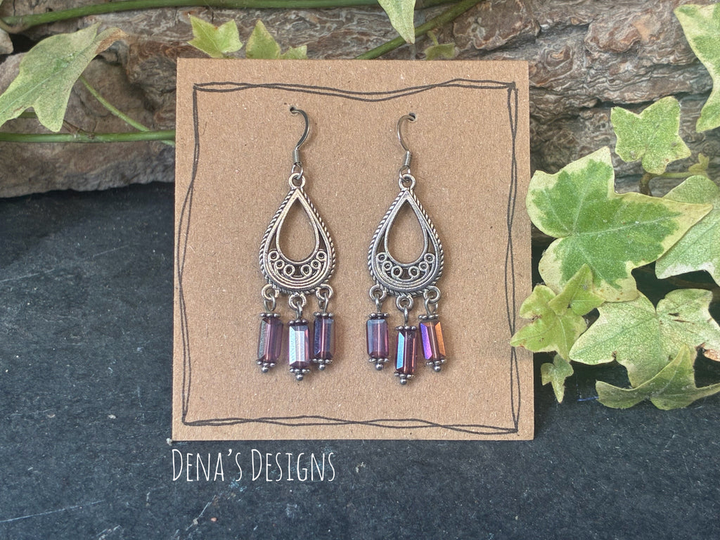 Chandelier purple earrings