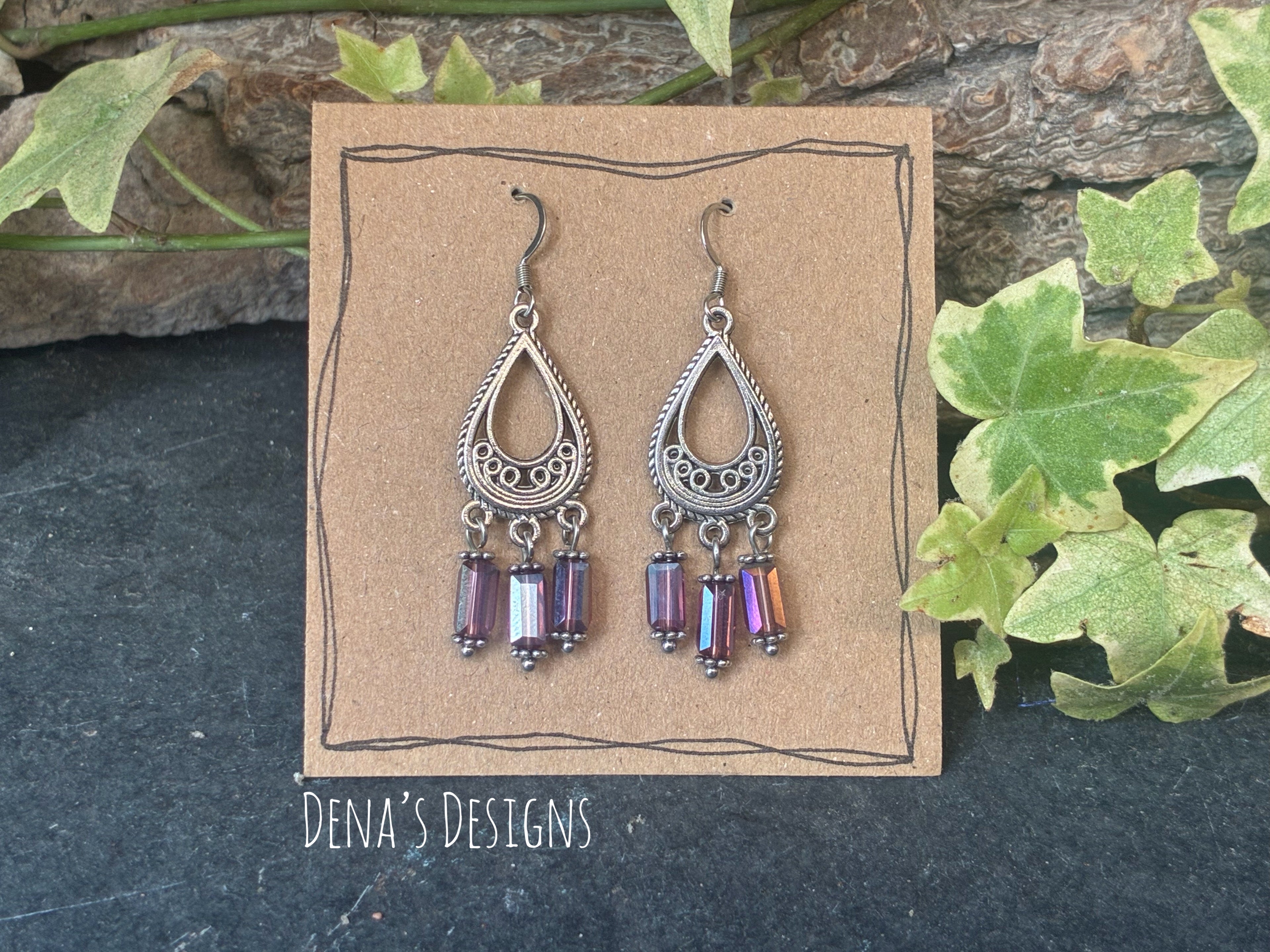 Chandelier purple earrings