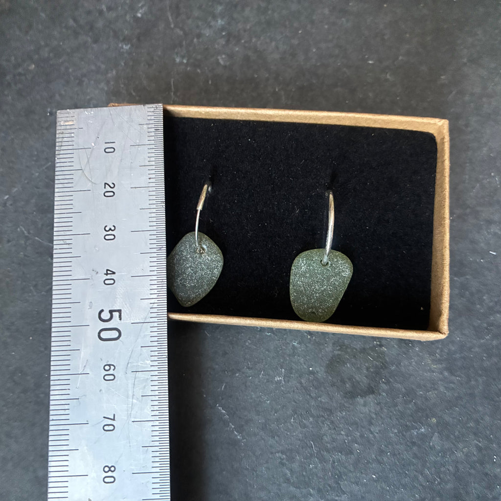 Sterling silver hooped sea glass earrings