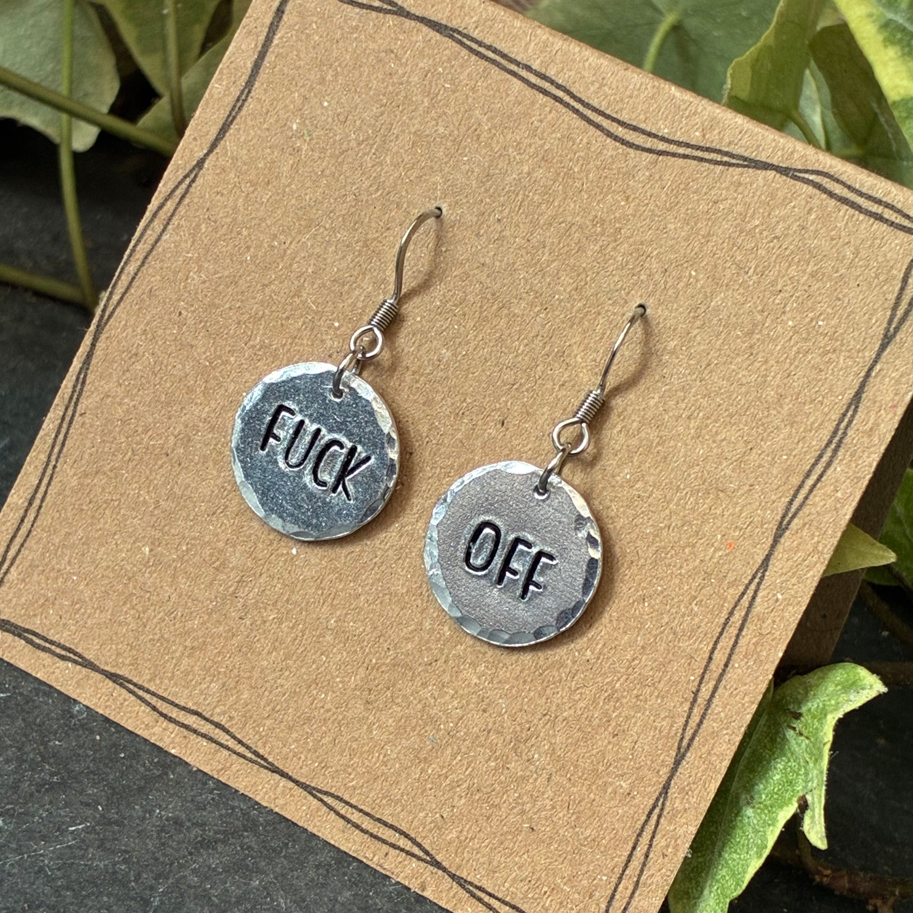 F**k Off sweary earrings