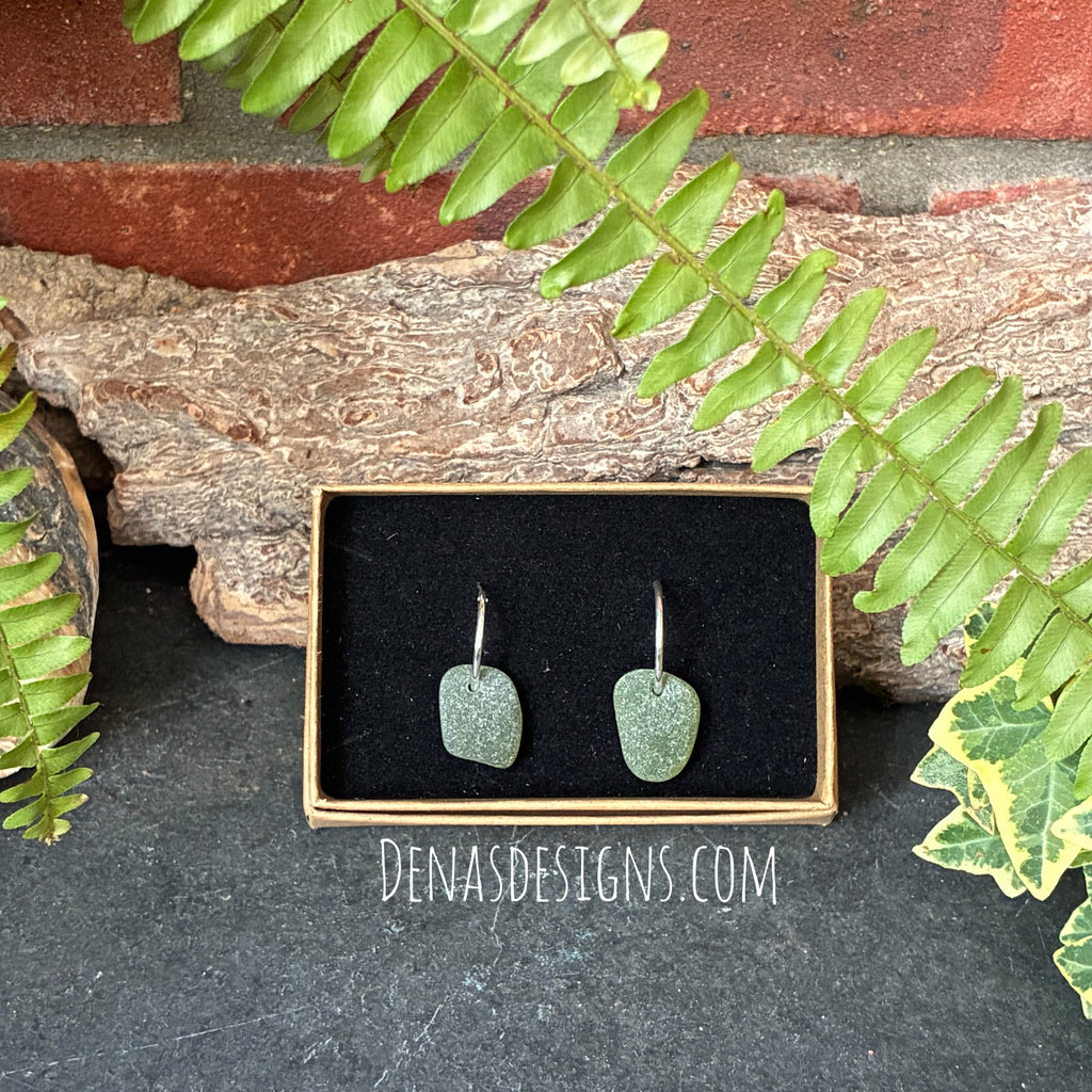 Sterling silver hooped sea glass earrings
