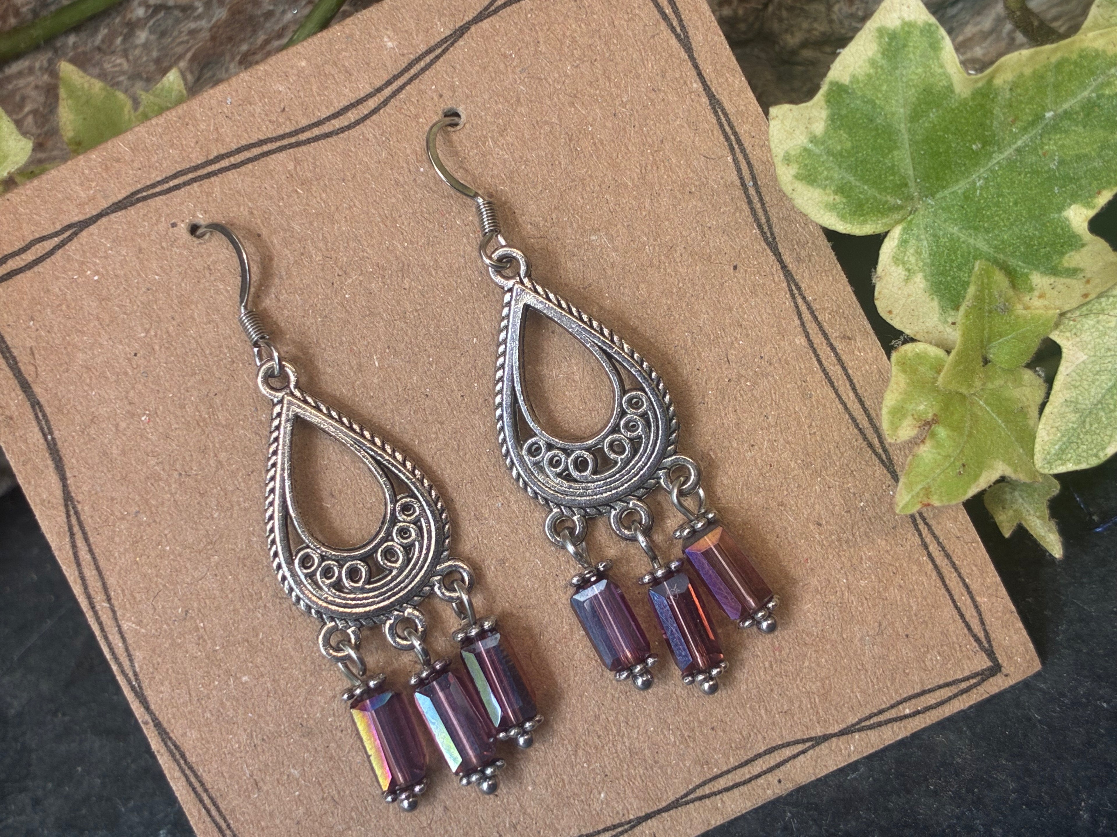 Chandelier purple earrings