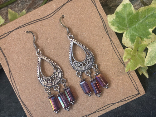 Chandelier purple earrings