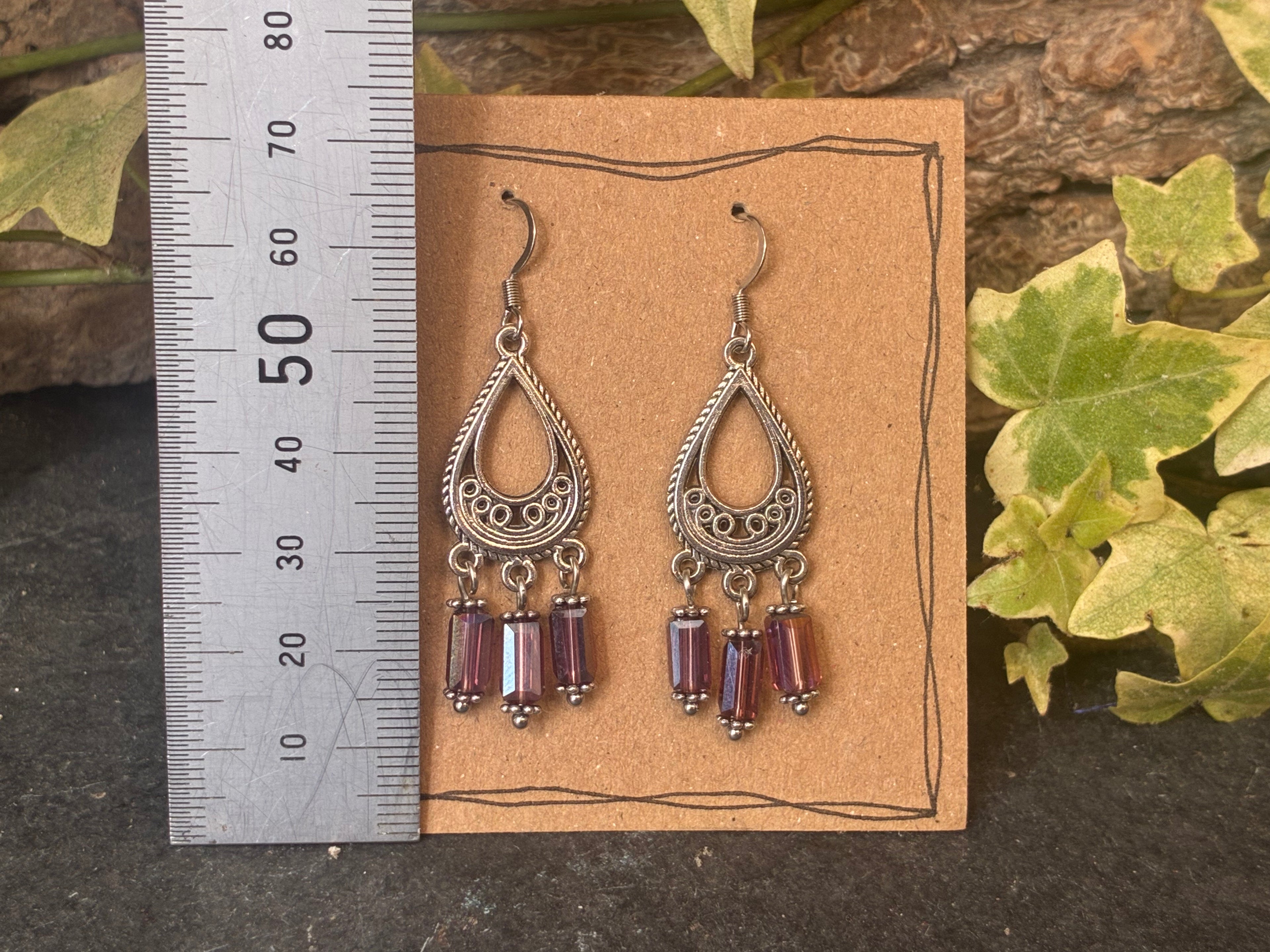 Chandelier purple earrings