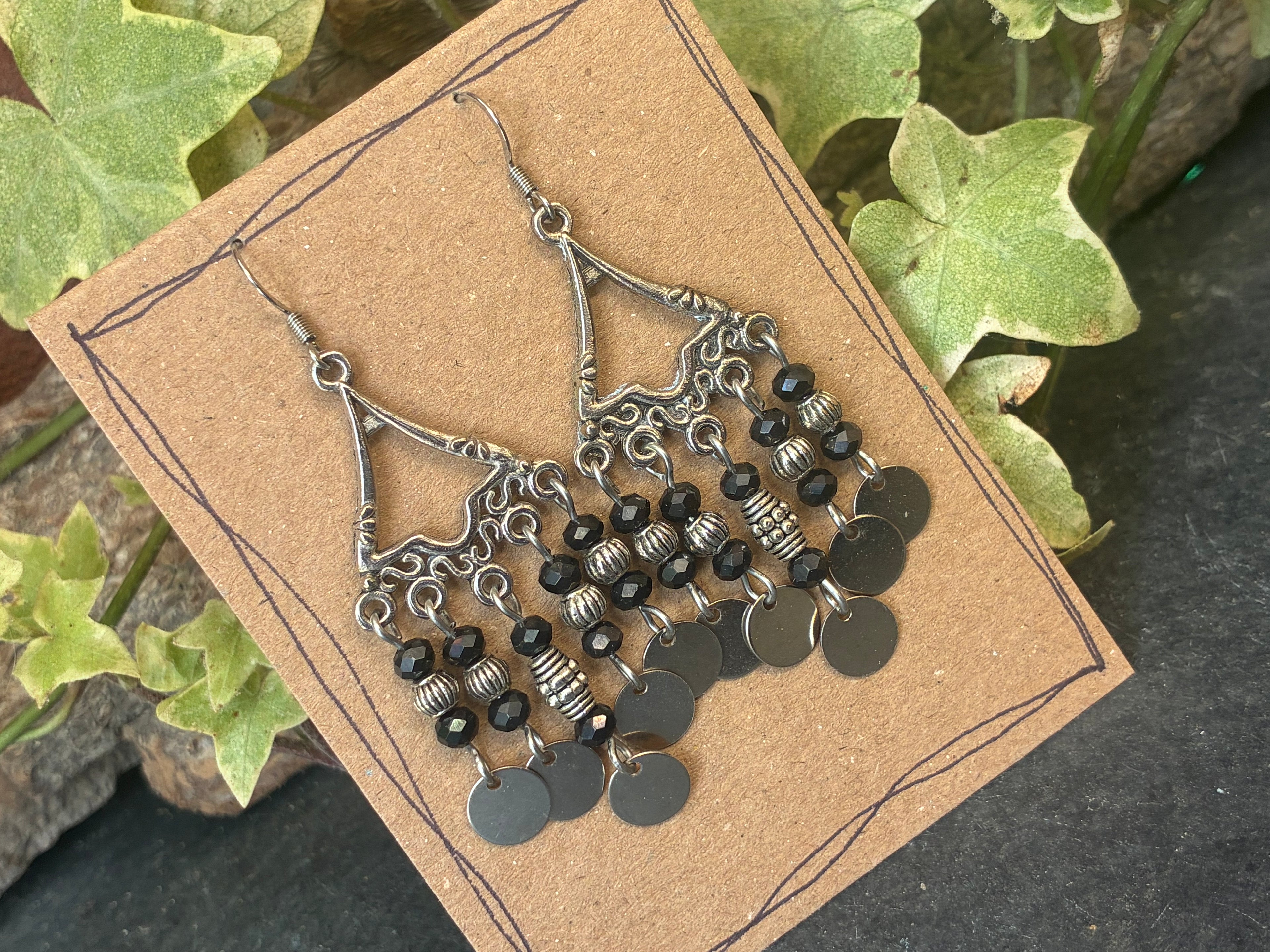 Chandelier black earrings