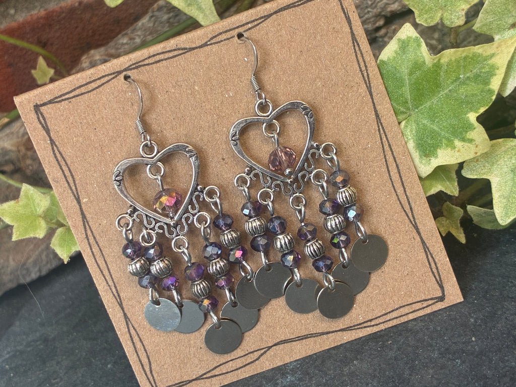 Chandelier purple sparkle earrings