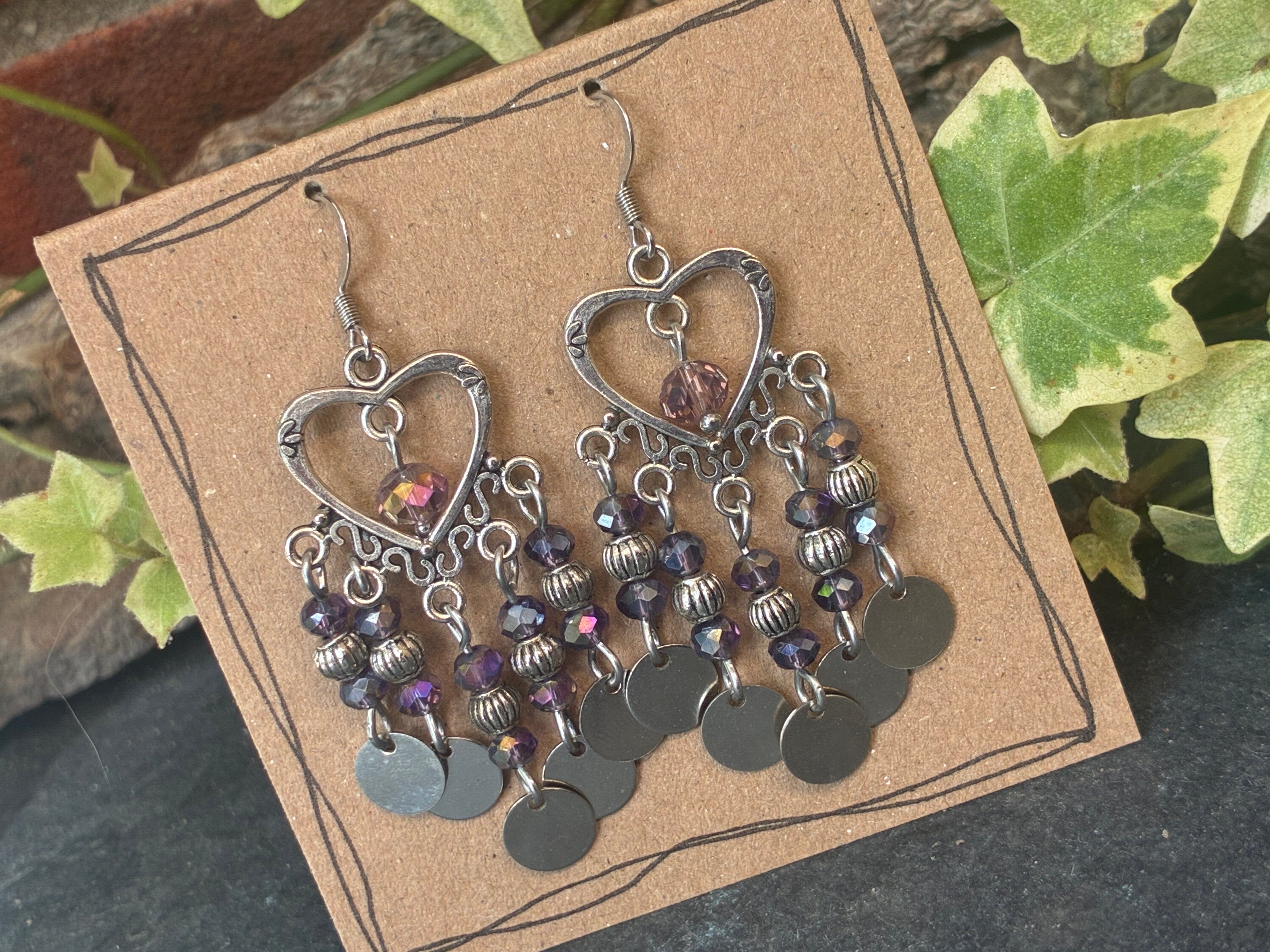 Chandelier purple sparkle earrings
