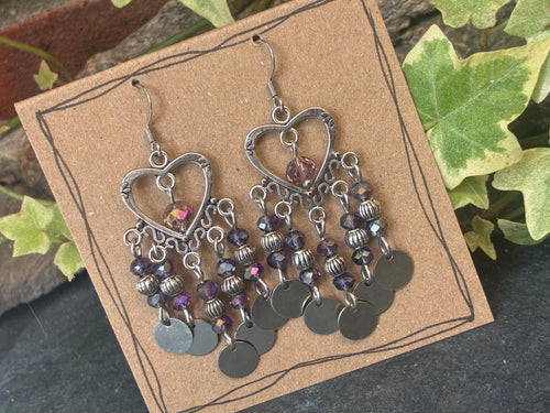 Chandelier purple sparkle earrings