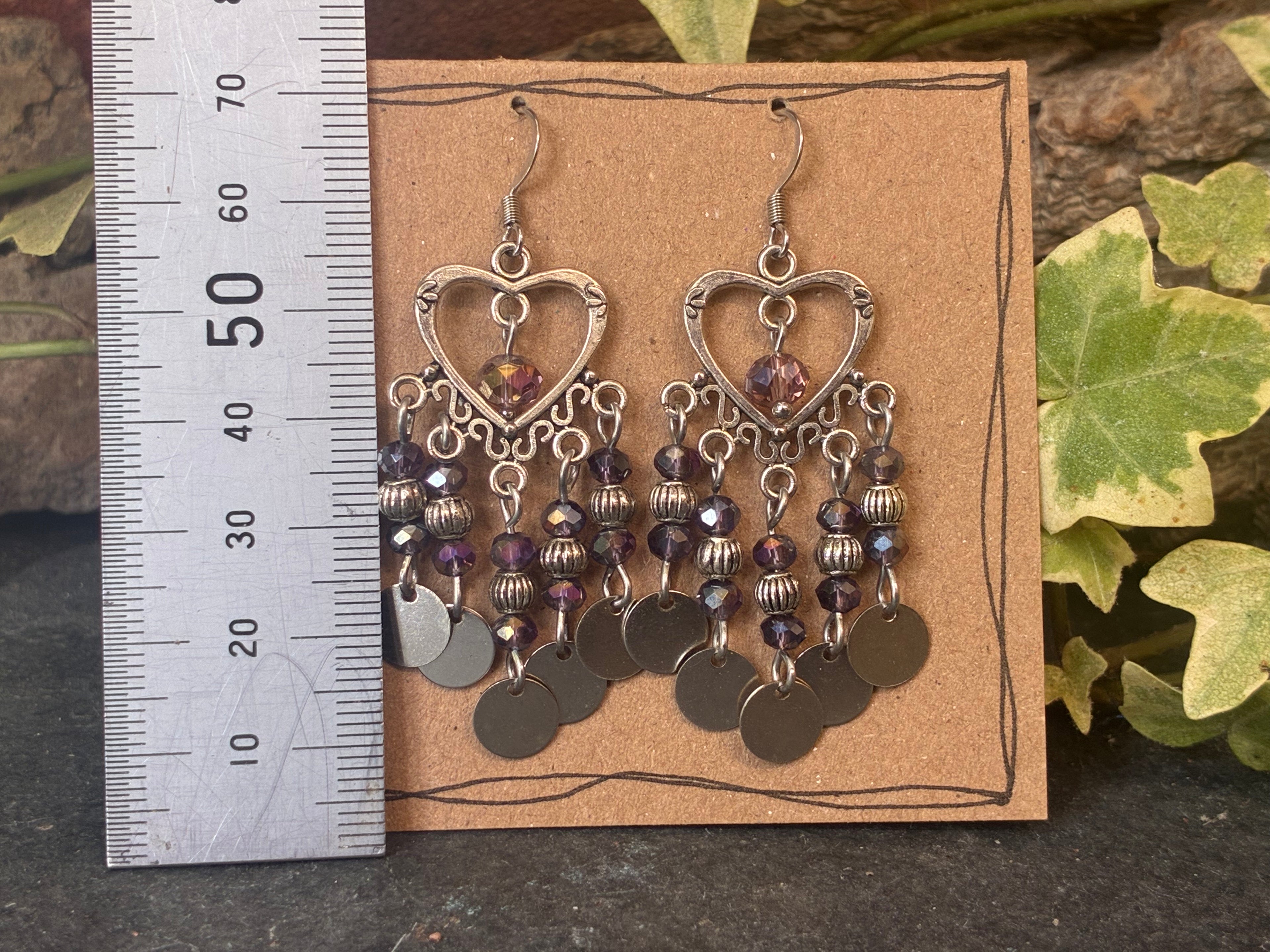 Chandelier purple sparkle earrings