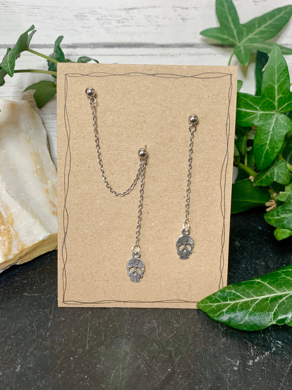 Helix earring. cartilage to lobe earring. Star earrings. skull earrings. spike earrings