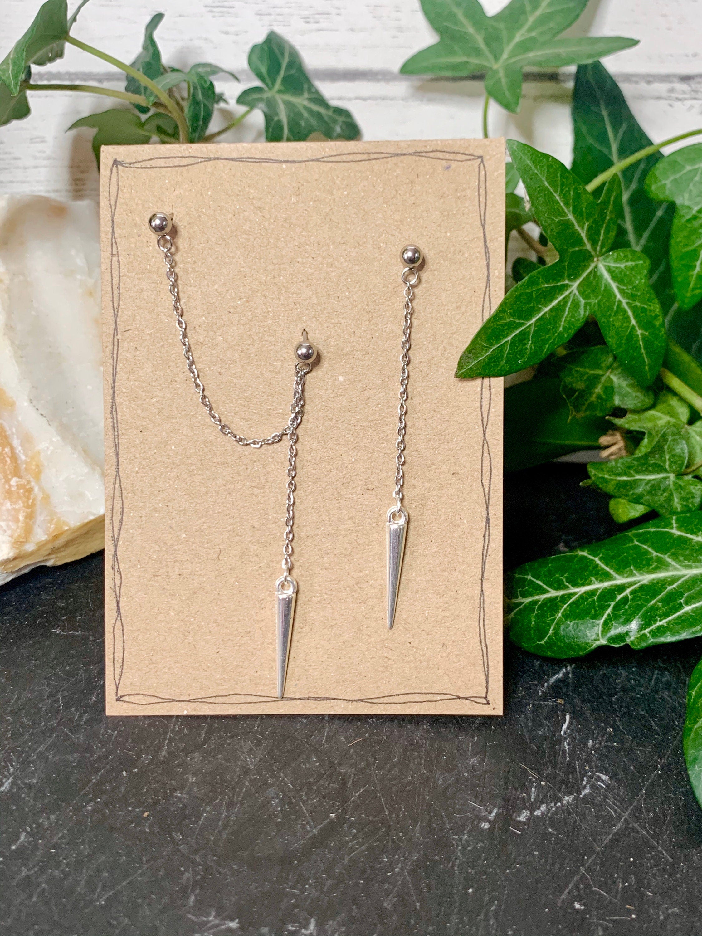 Helix earring. cartilage to lobe earring. Star earrings. skull earrings. spike earrings