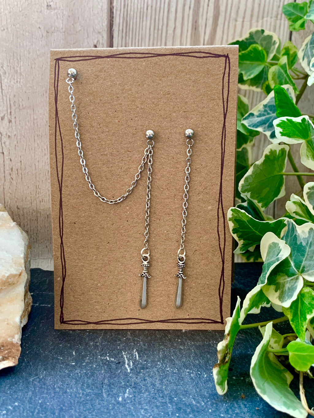 Helix earring. cartilage to lobe earring. Star earrings. skull earrings. spike earrings