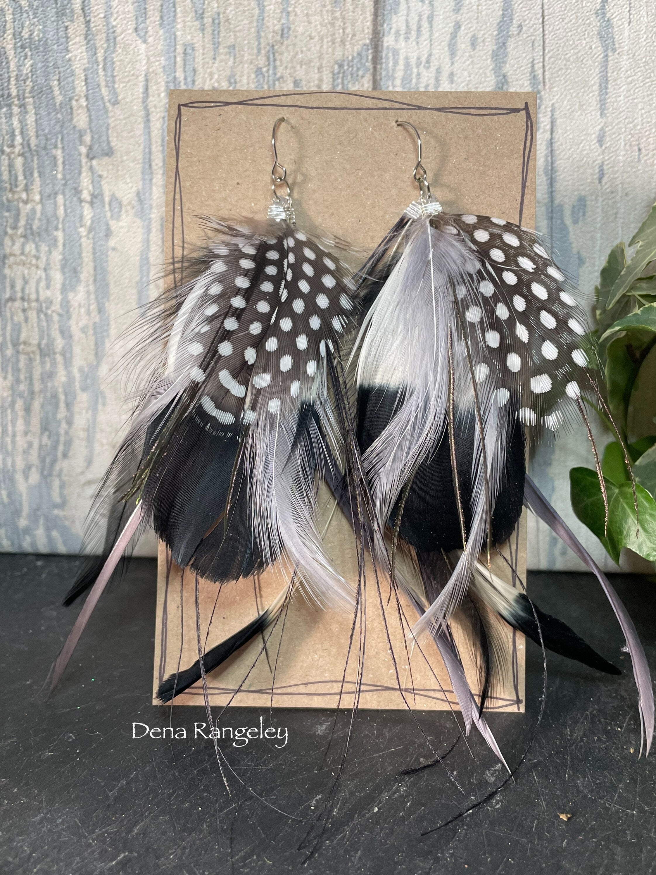Real feather earrings