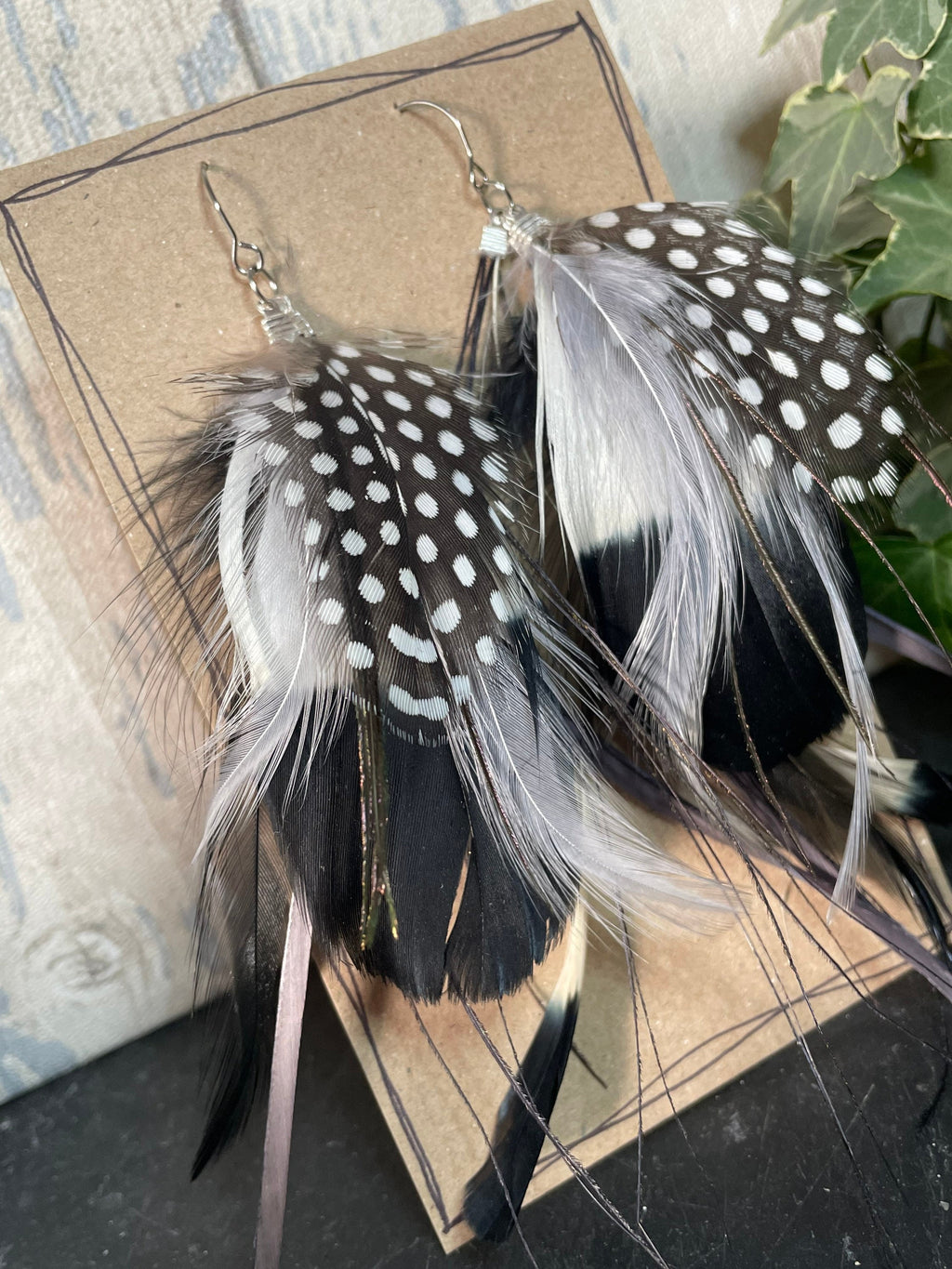 Real feather earrings