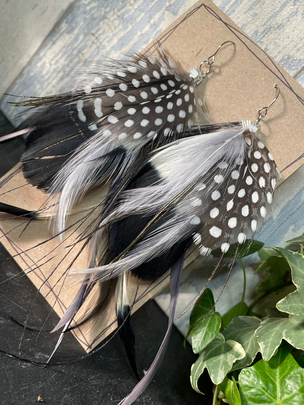 Real feather earrings