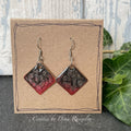 Copper and red dangle earrings. Recycled copper earrings. Red earrings #113