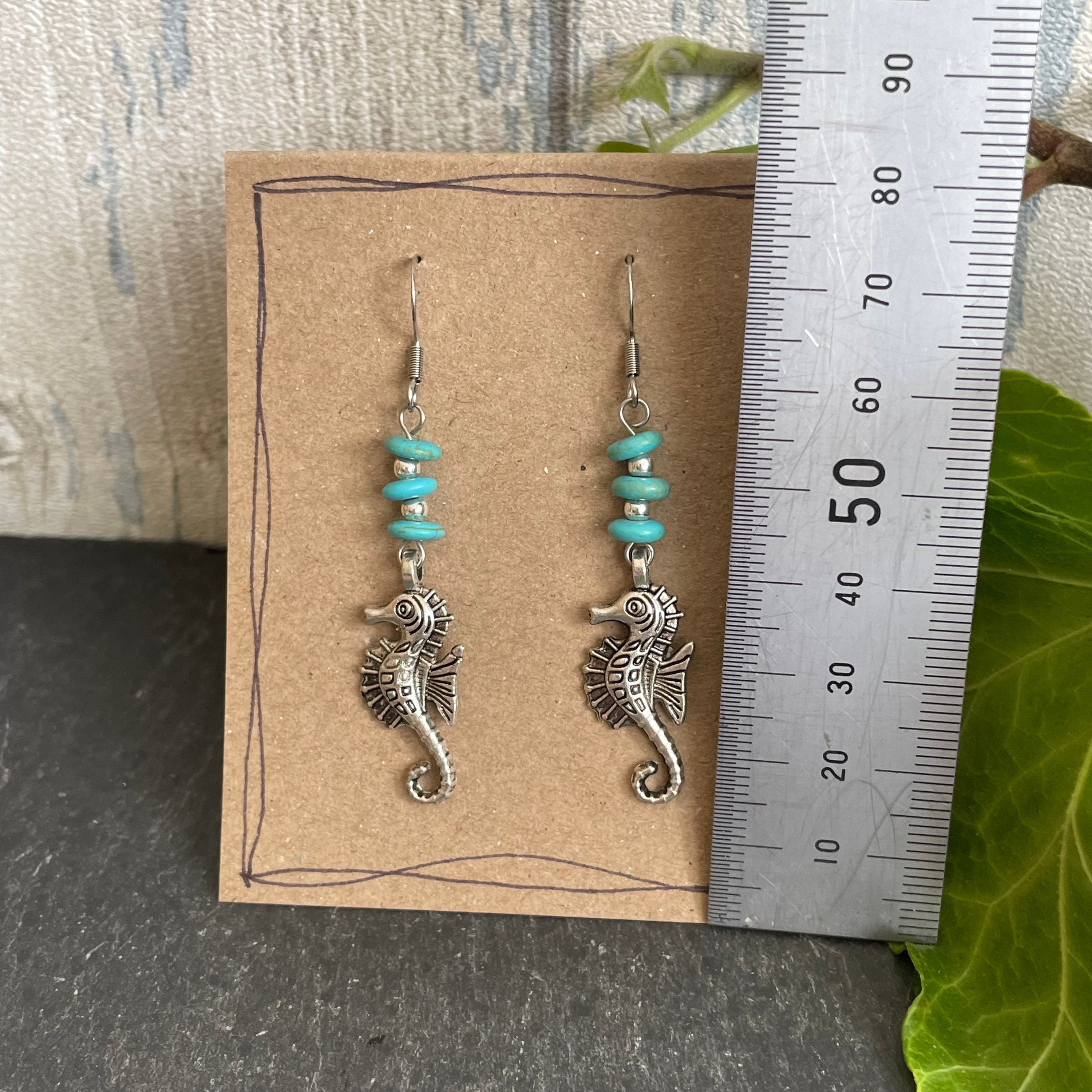Seahorse earrings. Turquoise earrings #132