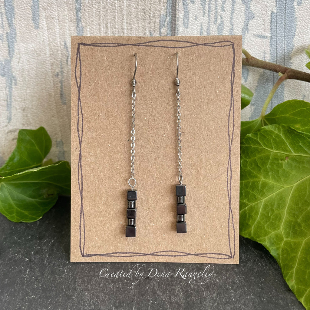 Magnetic hematite earrings #123