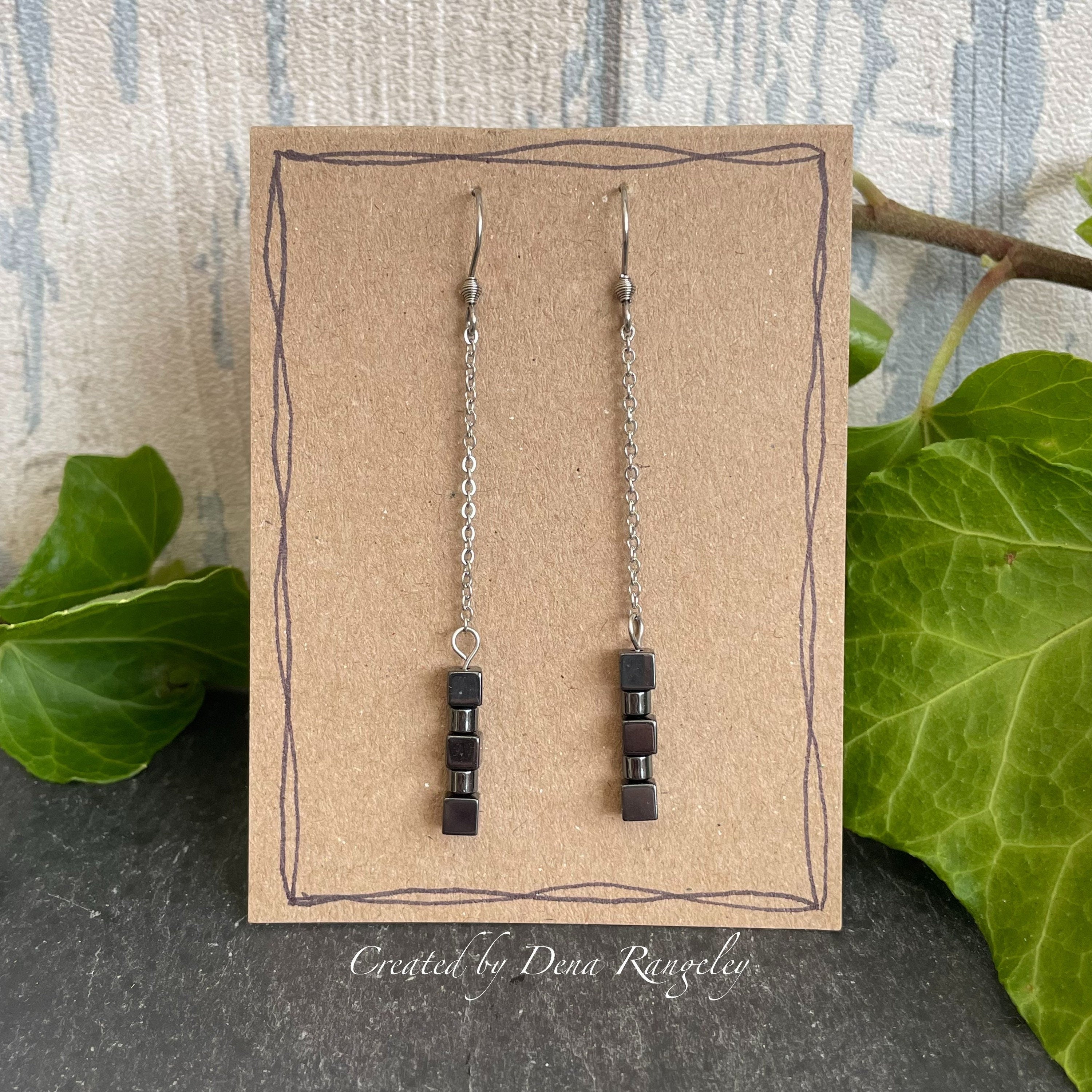 Magnetic hematite earrings #123