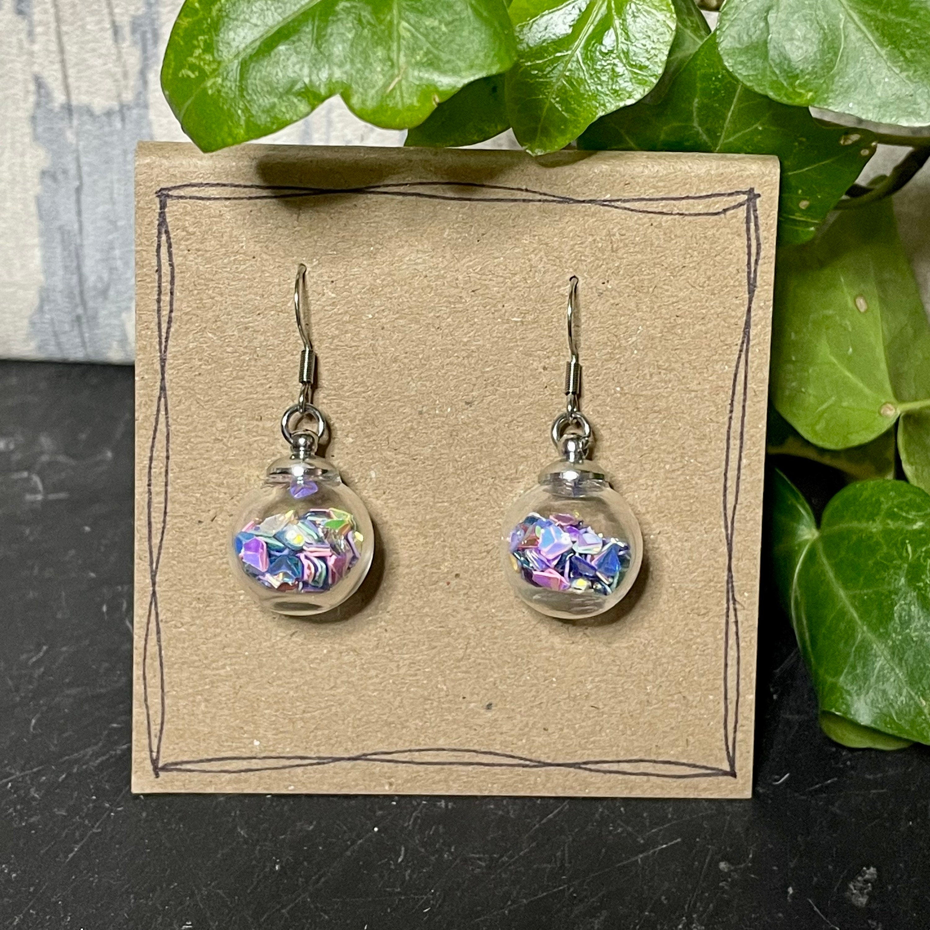 Bauble earrings, sequin filled earrings #18
