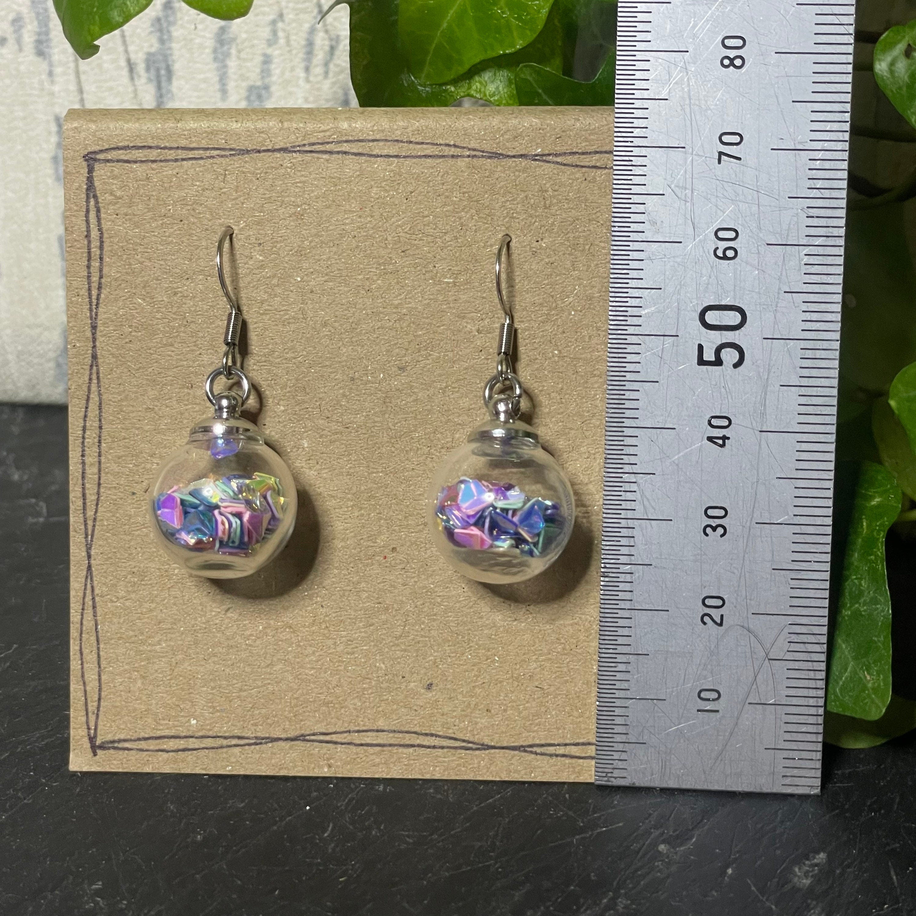 Bauble earrings, sequin filled earrings #18