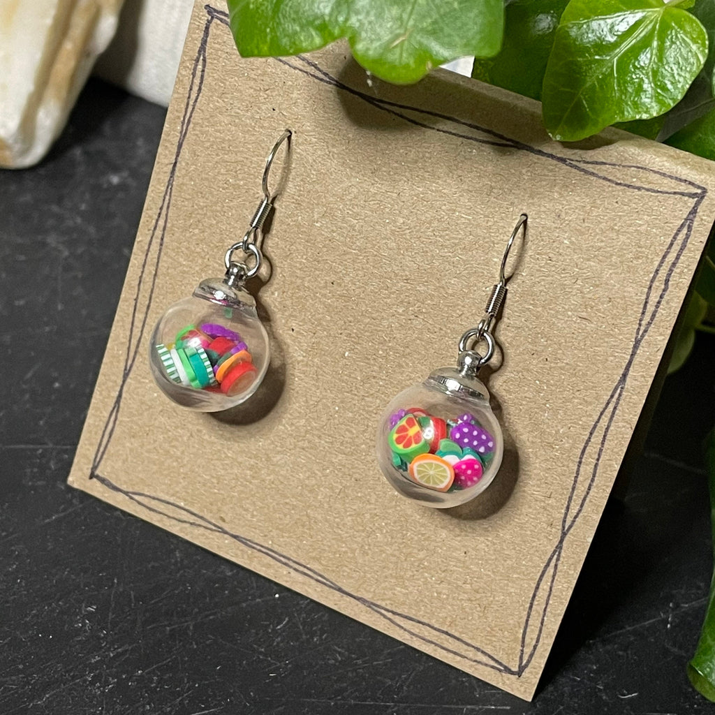 Bauble earrings, fruit filled earrings #19