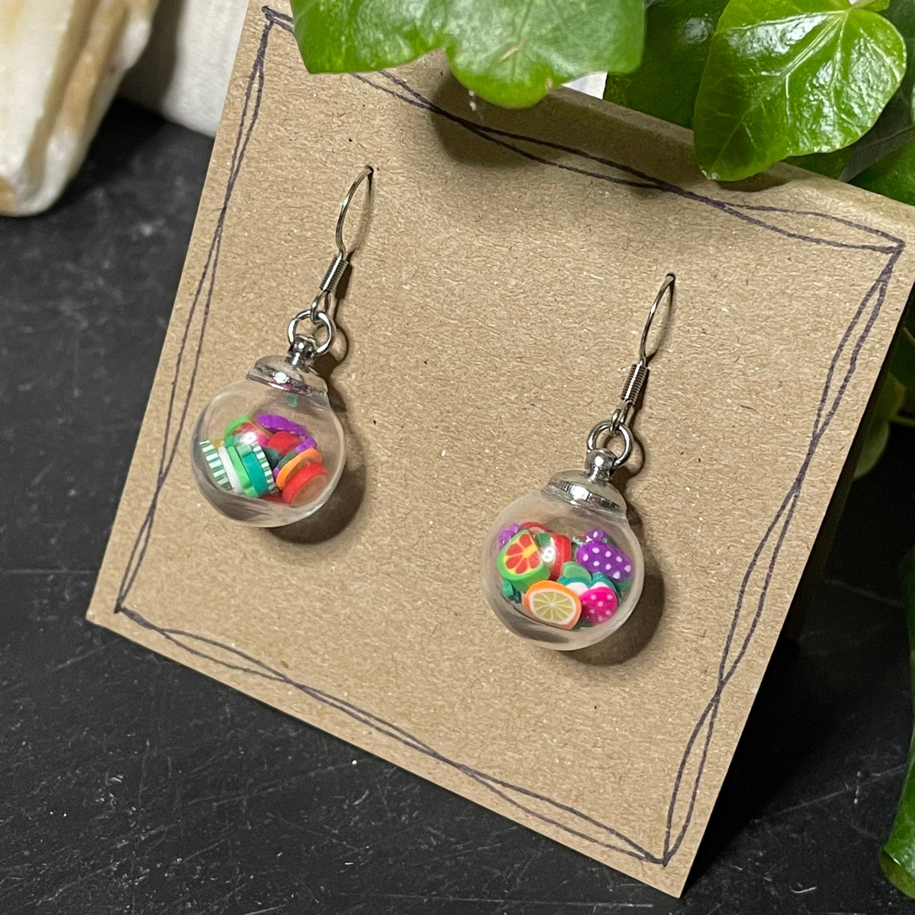 Bauble earrings, fruit filled earrings #19