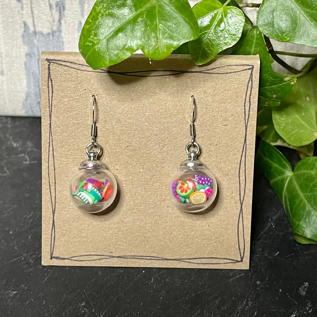 Bauble earrings, fruit filled earrings #19