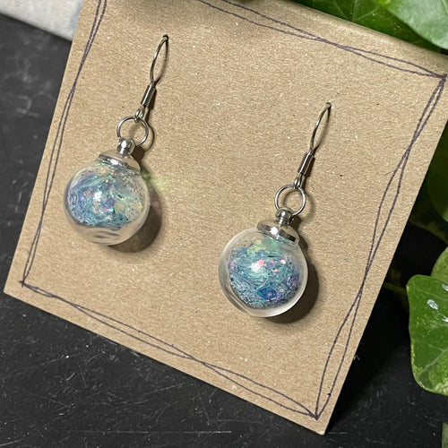 Bauble earrings, holographic glitter filled earrings #155