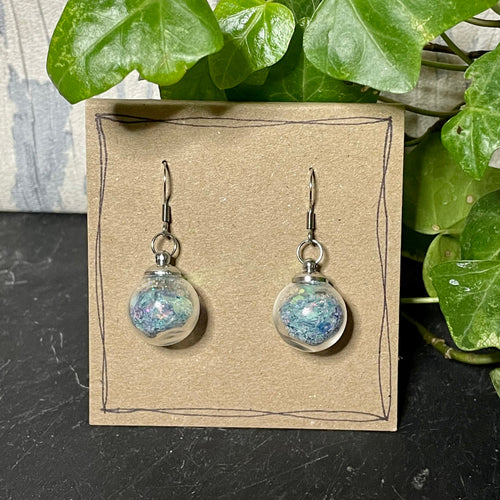 Bauble earrings, holographic glitter filled earrings #155