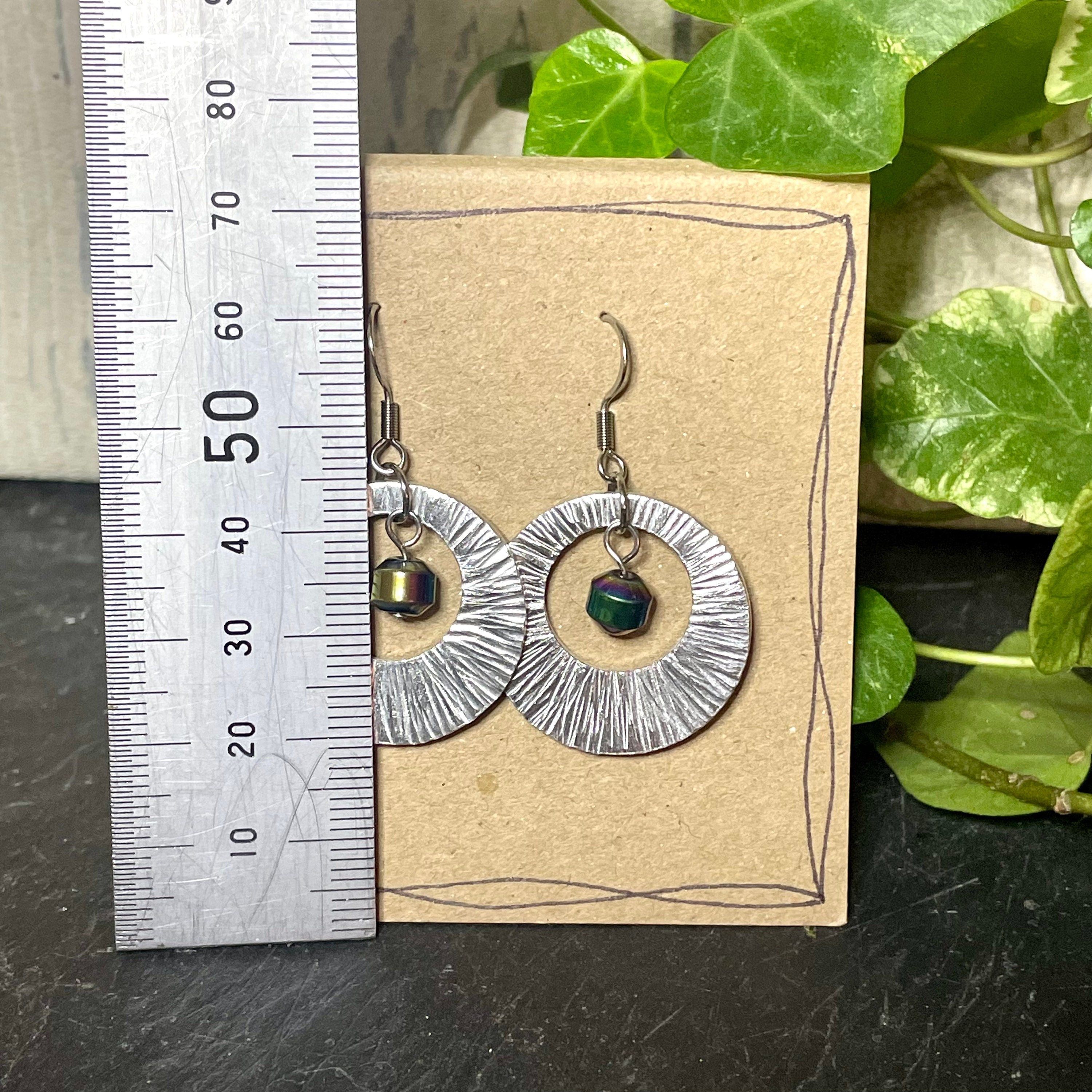 Light weight dangle earrings with stainless steel earring hooks and hematite bead #136