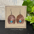 Blue earrings. Hand painted earrings. Recycled copper earrings #104